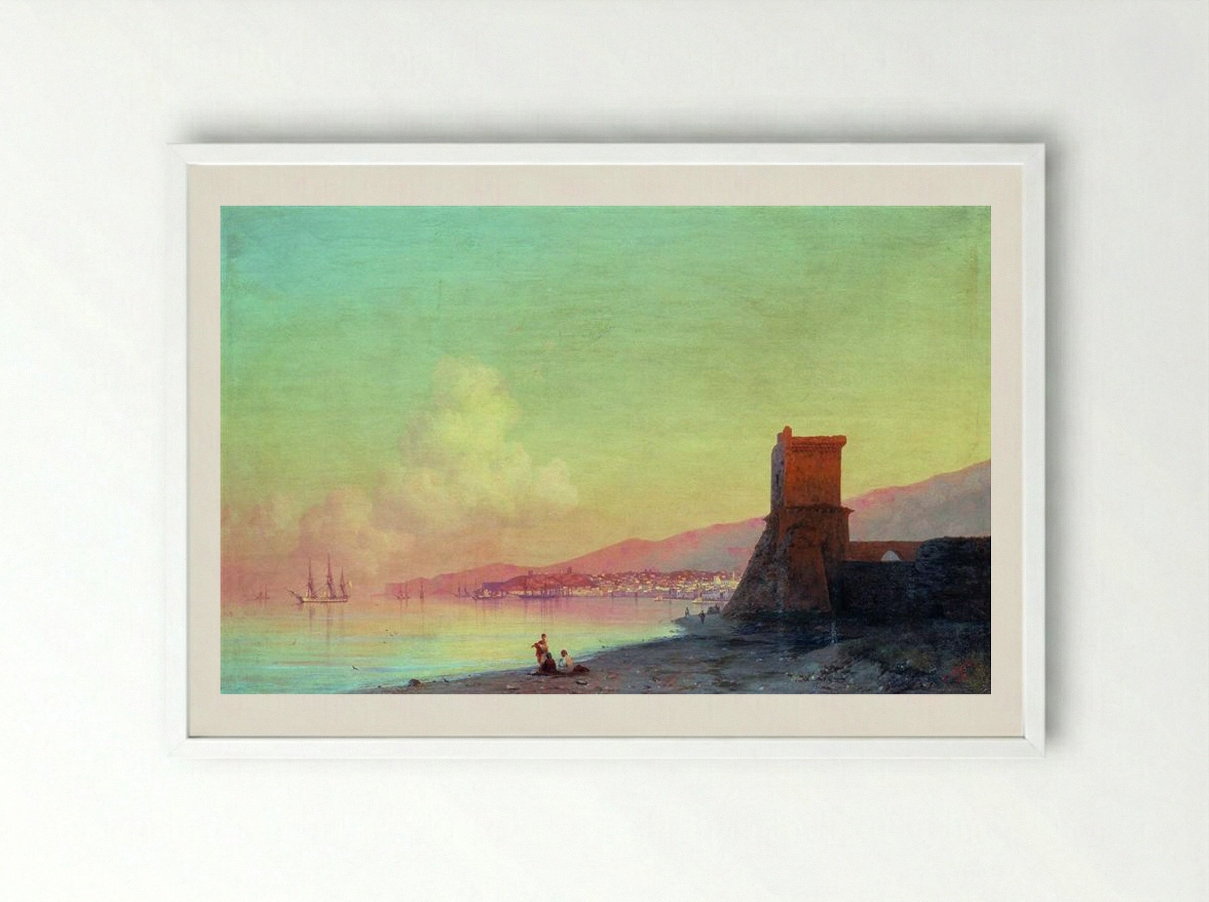 Sunrise in Feodosia - Ivan Aivazovsky - Framed Print White