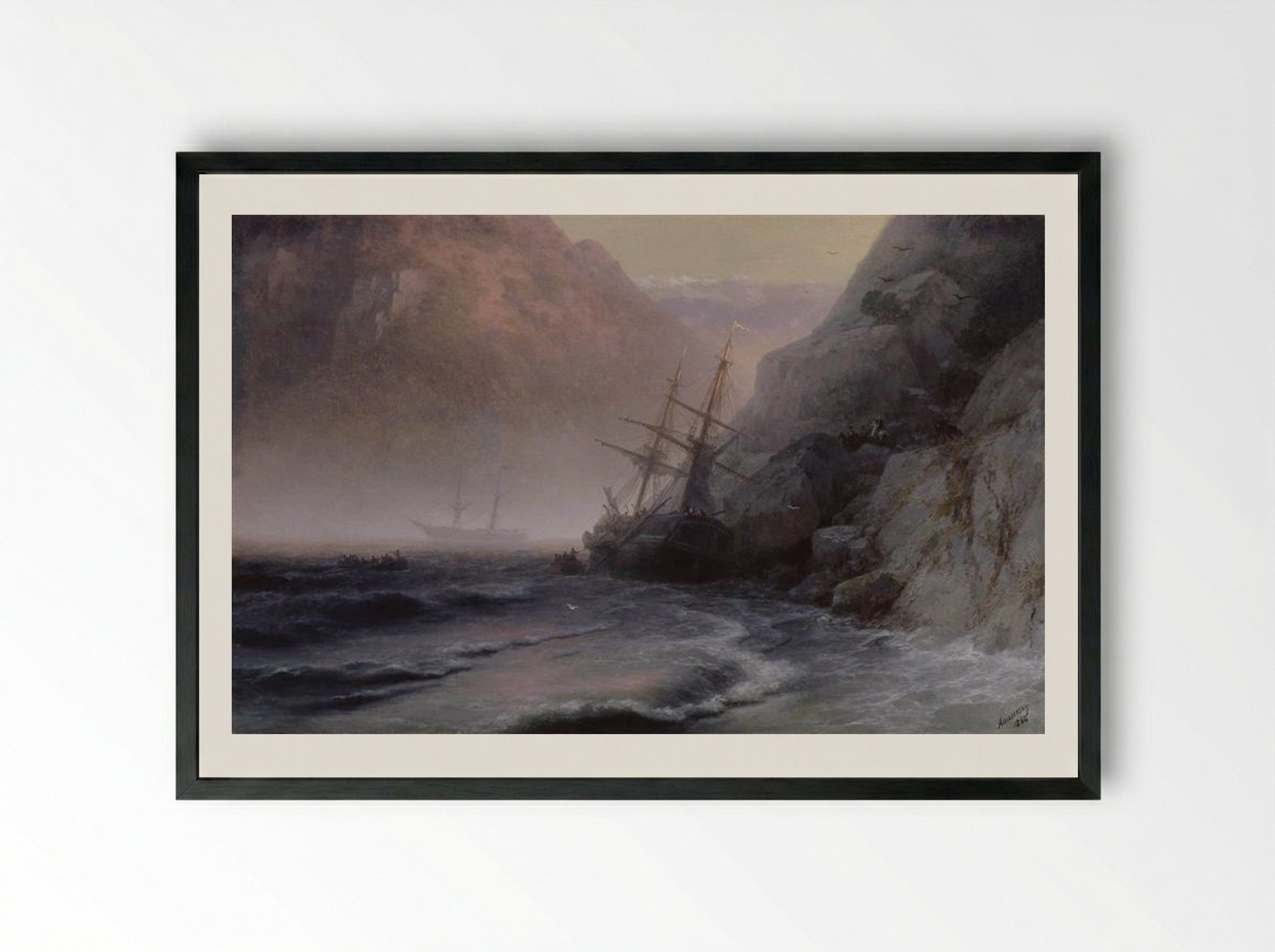 Smugglers - Ivan Aivazovsky - Framed Print Black