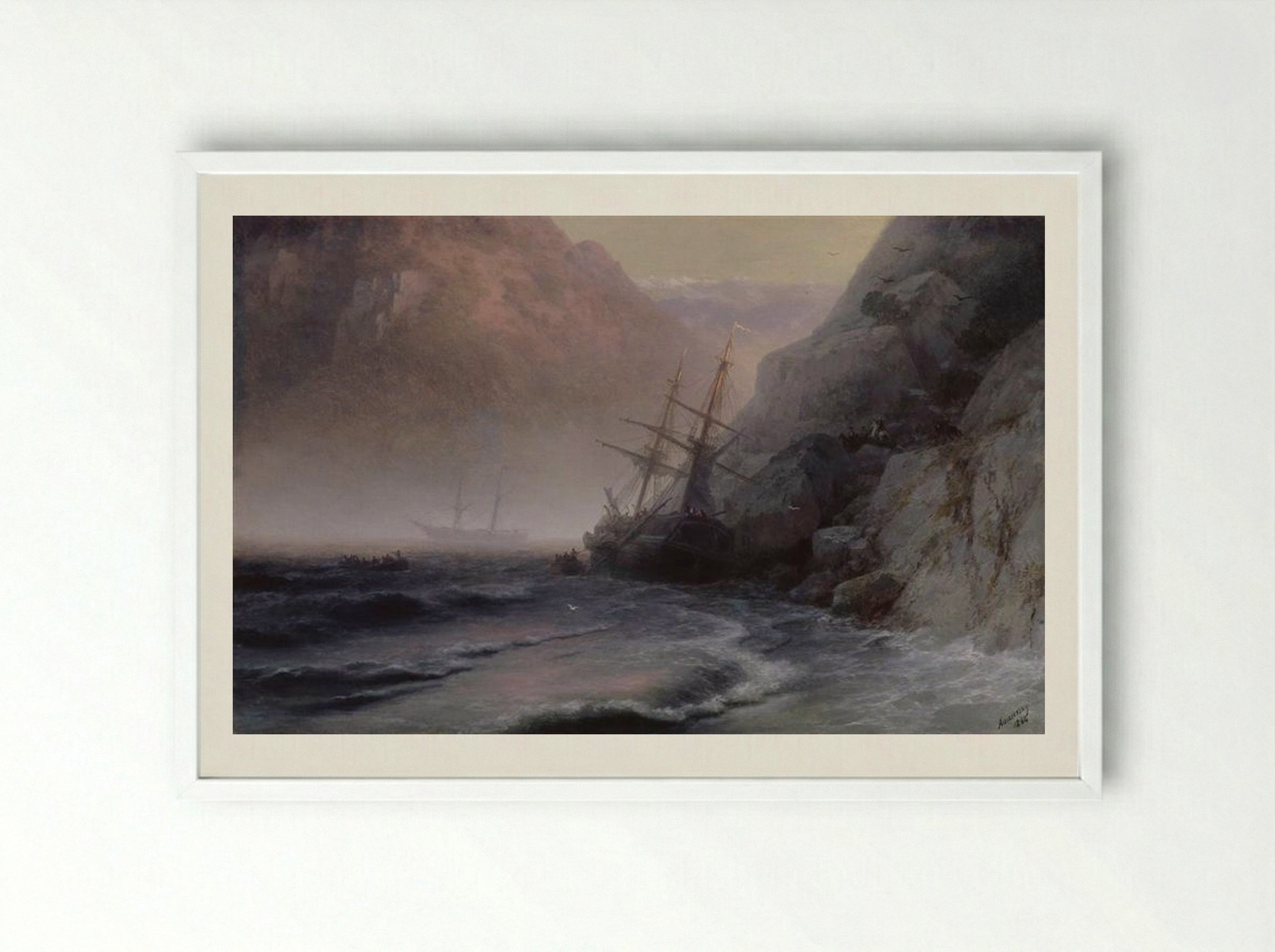 Smugglers - Ivan Aivazovsky - Framed Print White