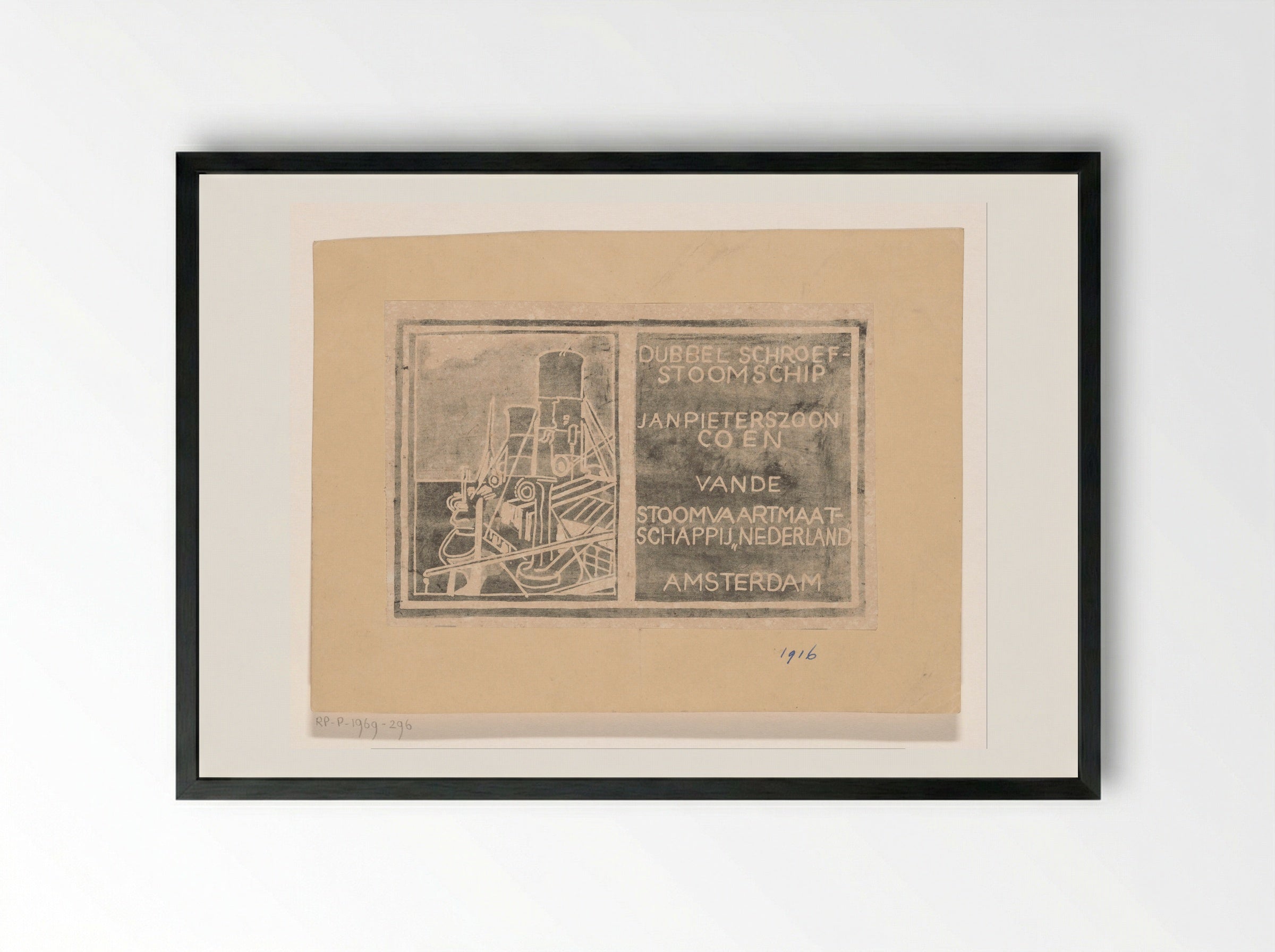 Stoomschip Jan Pieterszoon Coen - Carel Adolph Lion Cachet - Framed Print Black