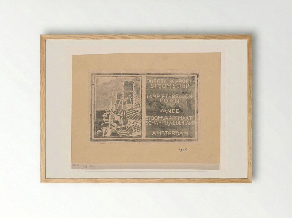 Stoomschip Jan Pieterszoon Coen - Carel Adolph Lion Cachet - Framed Print Wood