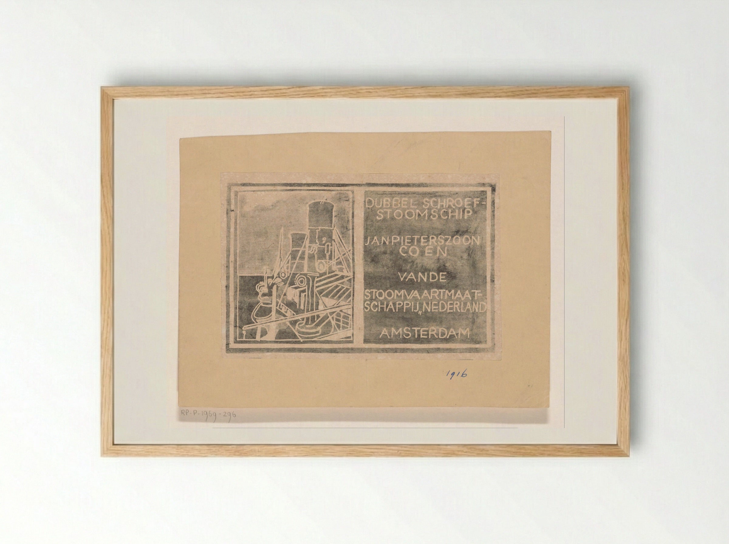 Stoomschip Jan Pieterszoon Coen - Carel Adolph Lion Cachet - Framed Print Wood