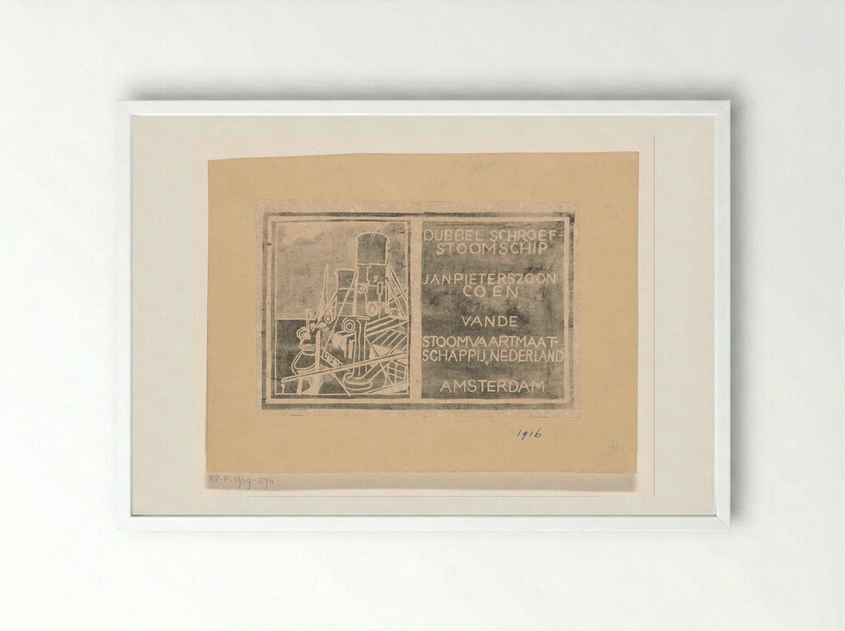 Stoomschip Jan Pieterszoon Coen - Carel Adolph Lion Cachet - Framed Print White