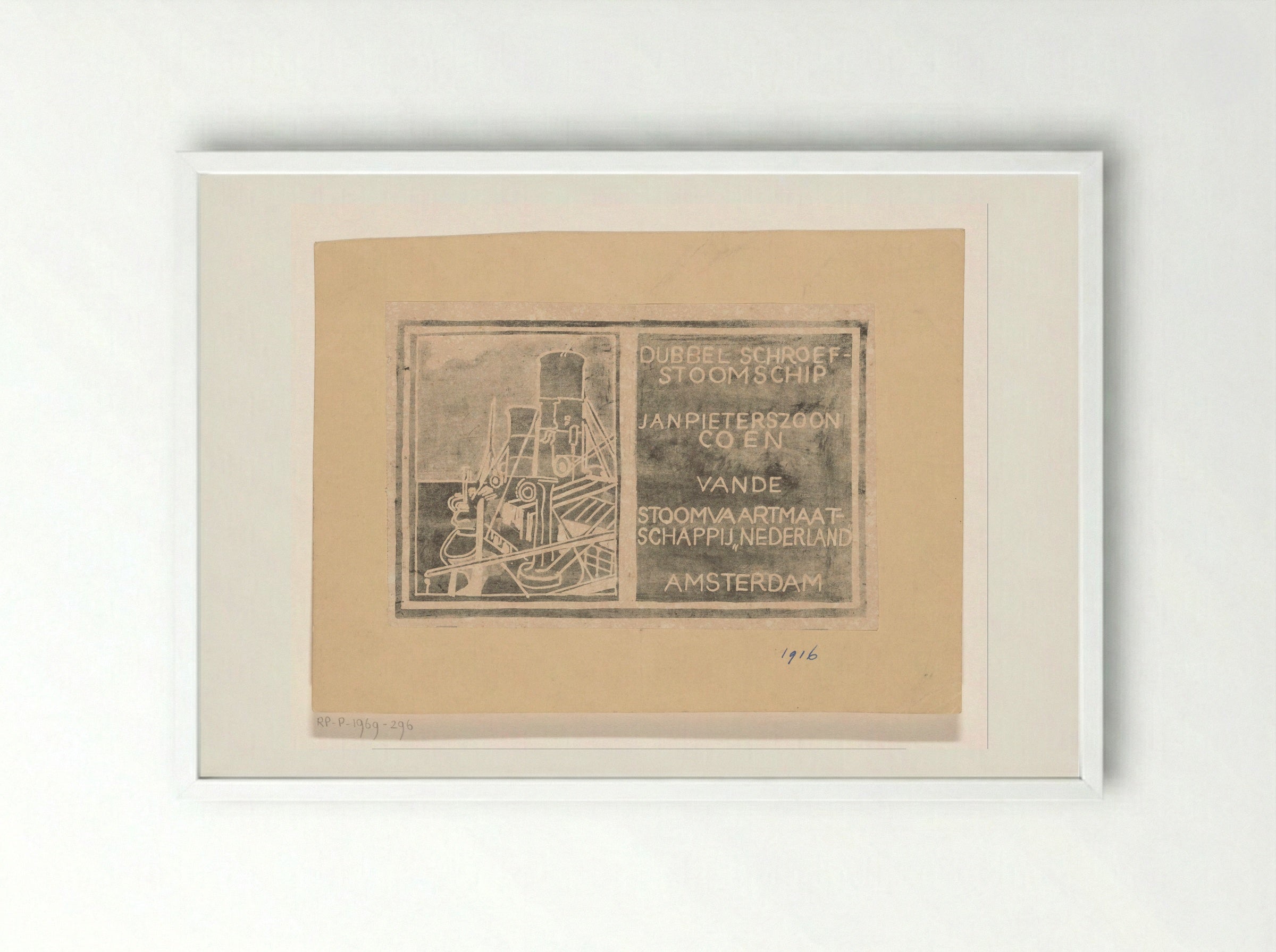Stoomschip Jan Pieterszoon Coen - Carel Adolph Lion Cachet - Framed Print White