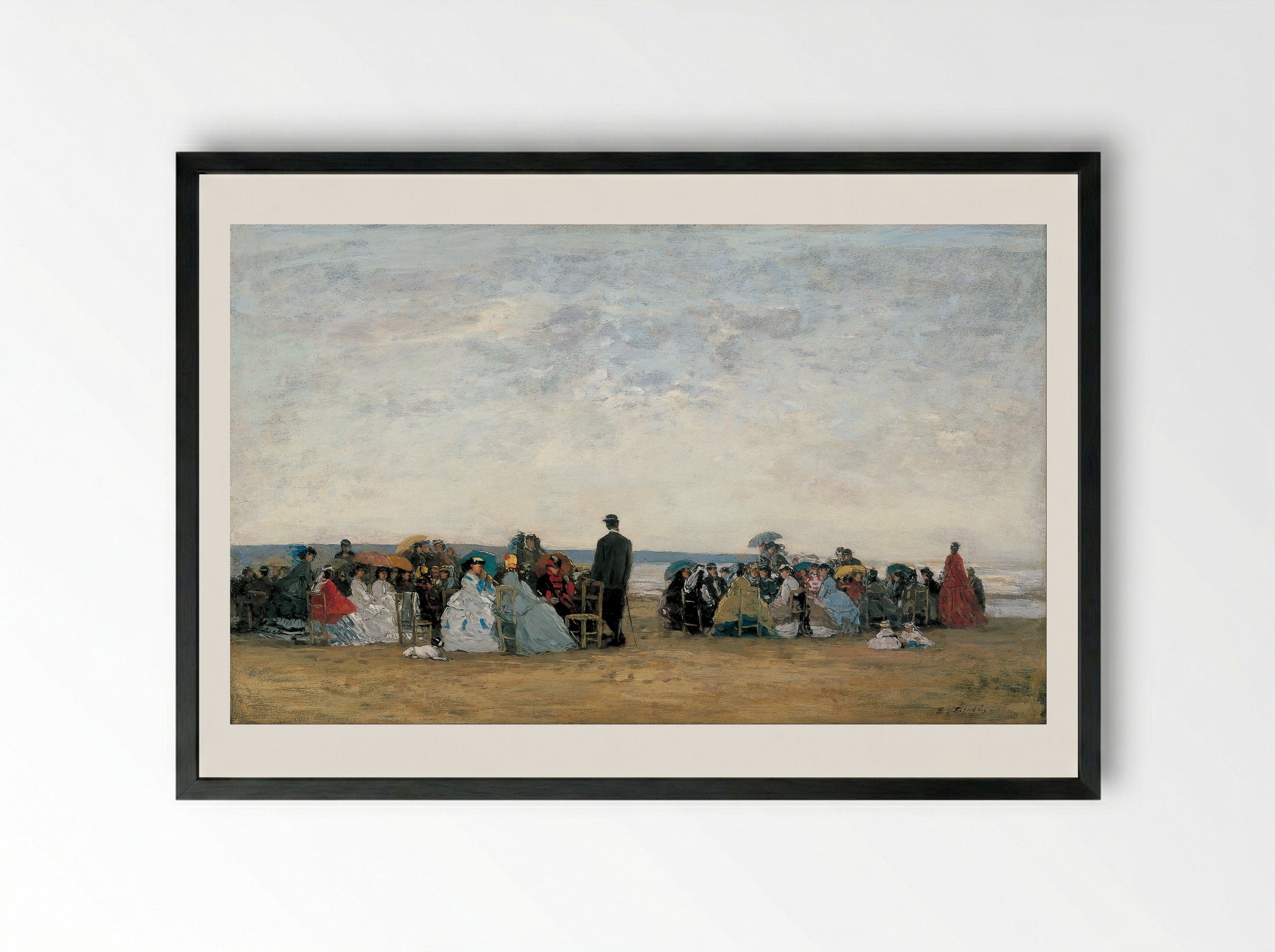 The Beach at Trouville - Eugène Boudin - Framed Print Black