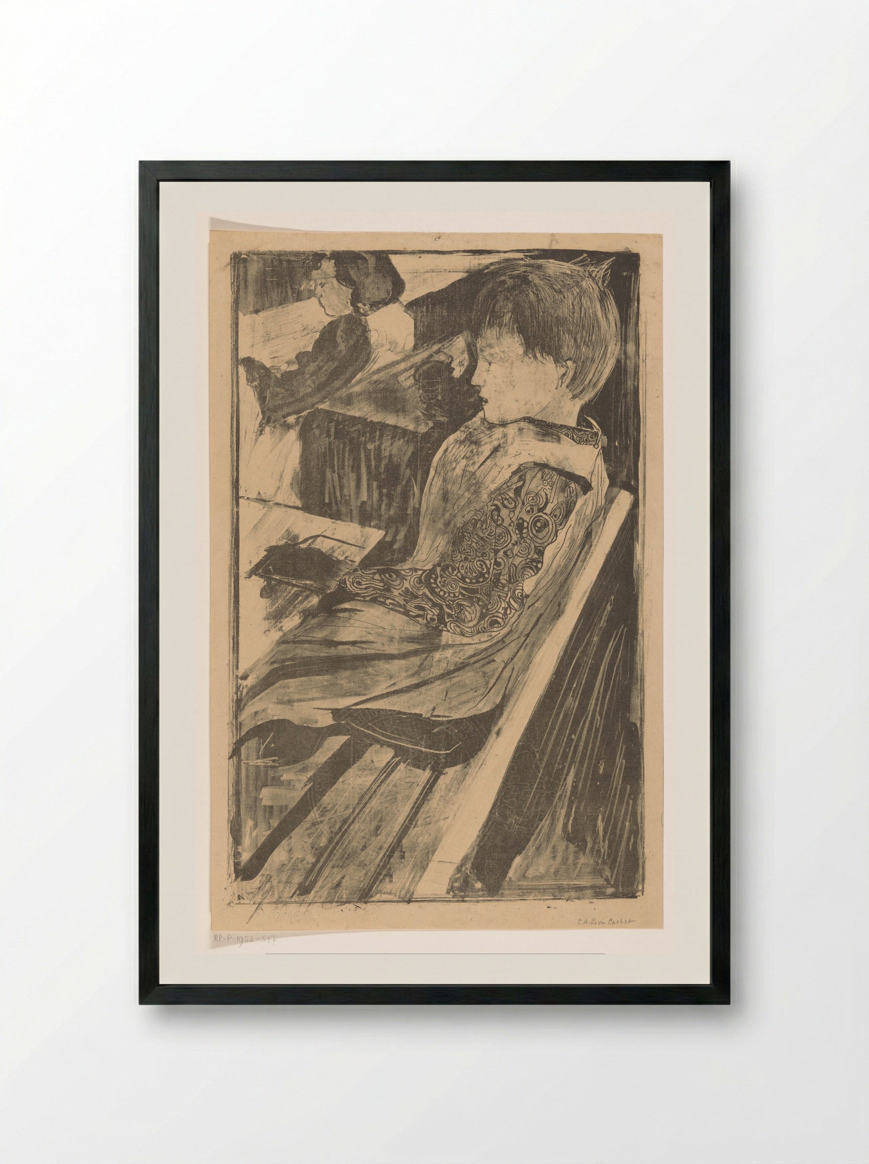 Kinderen in schoolbanken - Carel Adolph Lion Cachet - Framed Print Black