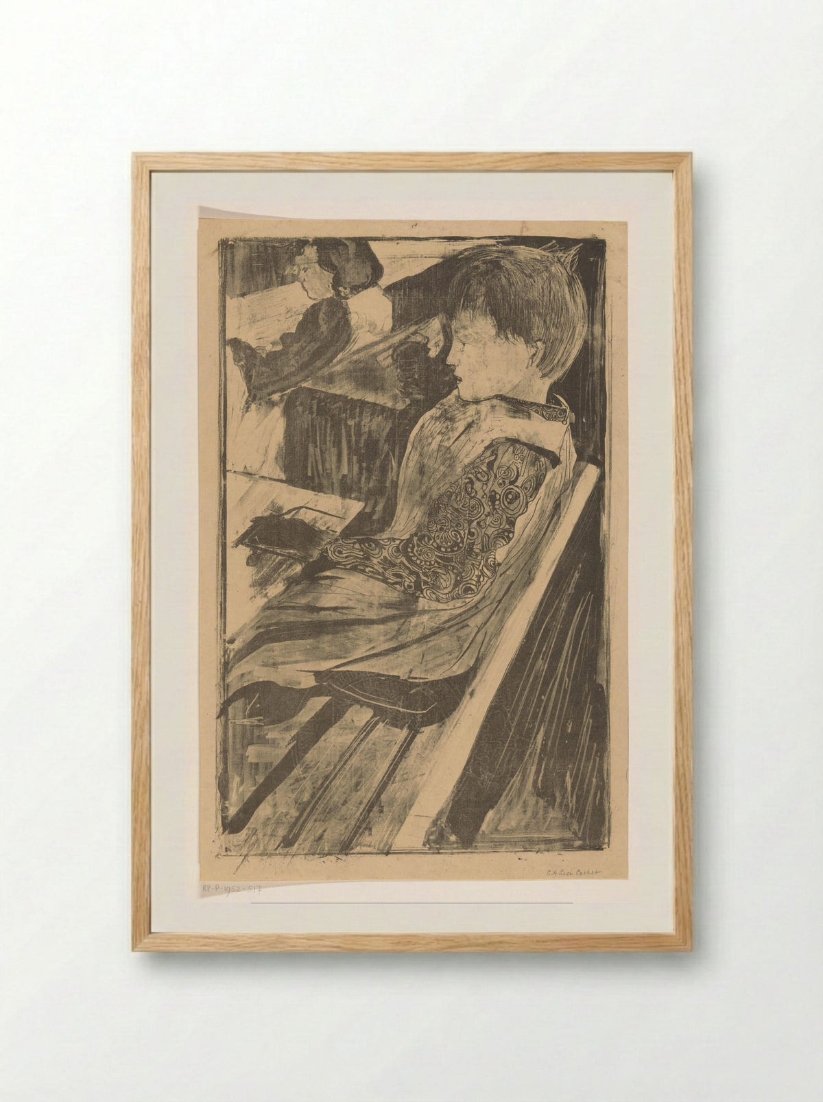 Kinderen in schoolbanken - Carel Adolph Lion Cachet - Framed Print Wood