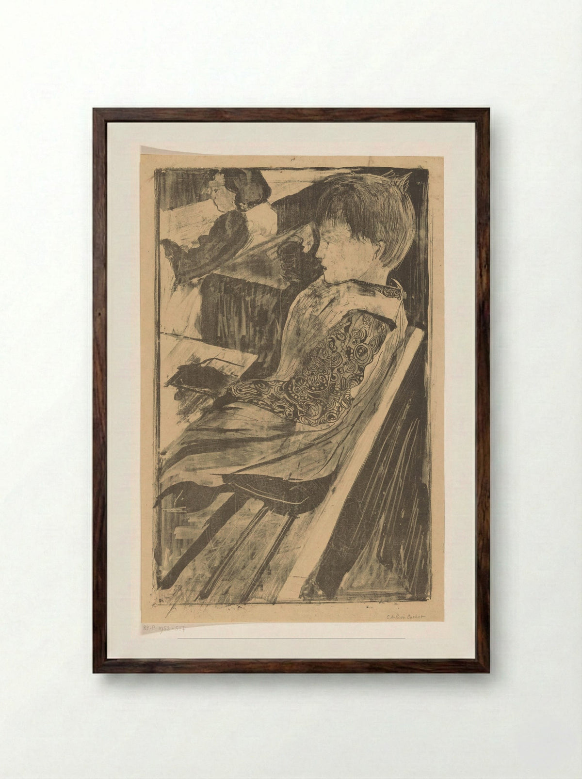Kinderen in schoolbanken - Carel Adolph Lion Cachet - Framed Print Dark Wood