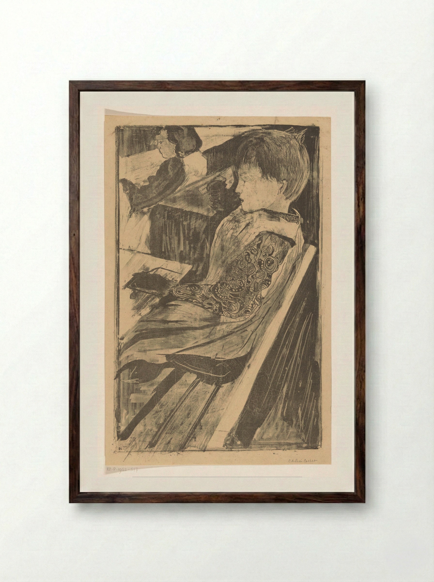 Kinderen in schoolbanken - Carel Adolph Lion Cachet - Framed Print Dark Wood