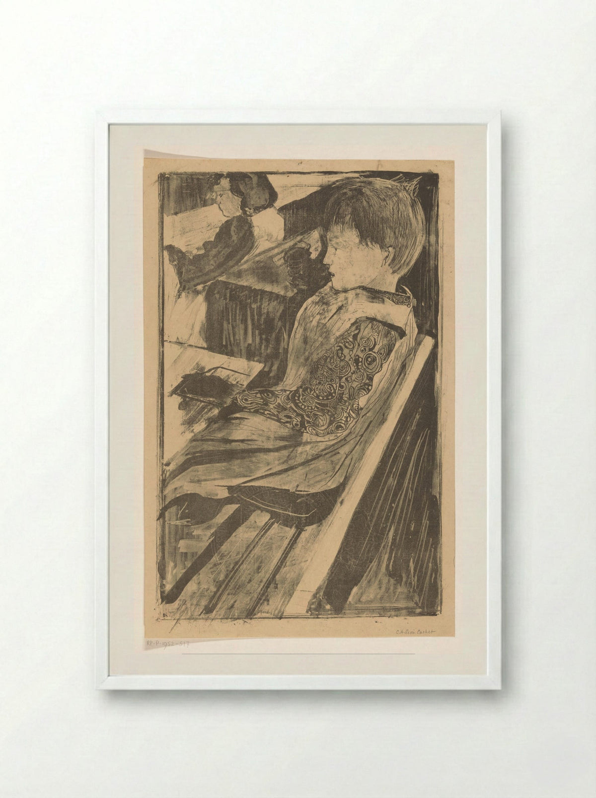 Kinderen in schoolbanken - Carel Adolph Lion Cachet - Framed Print White