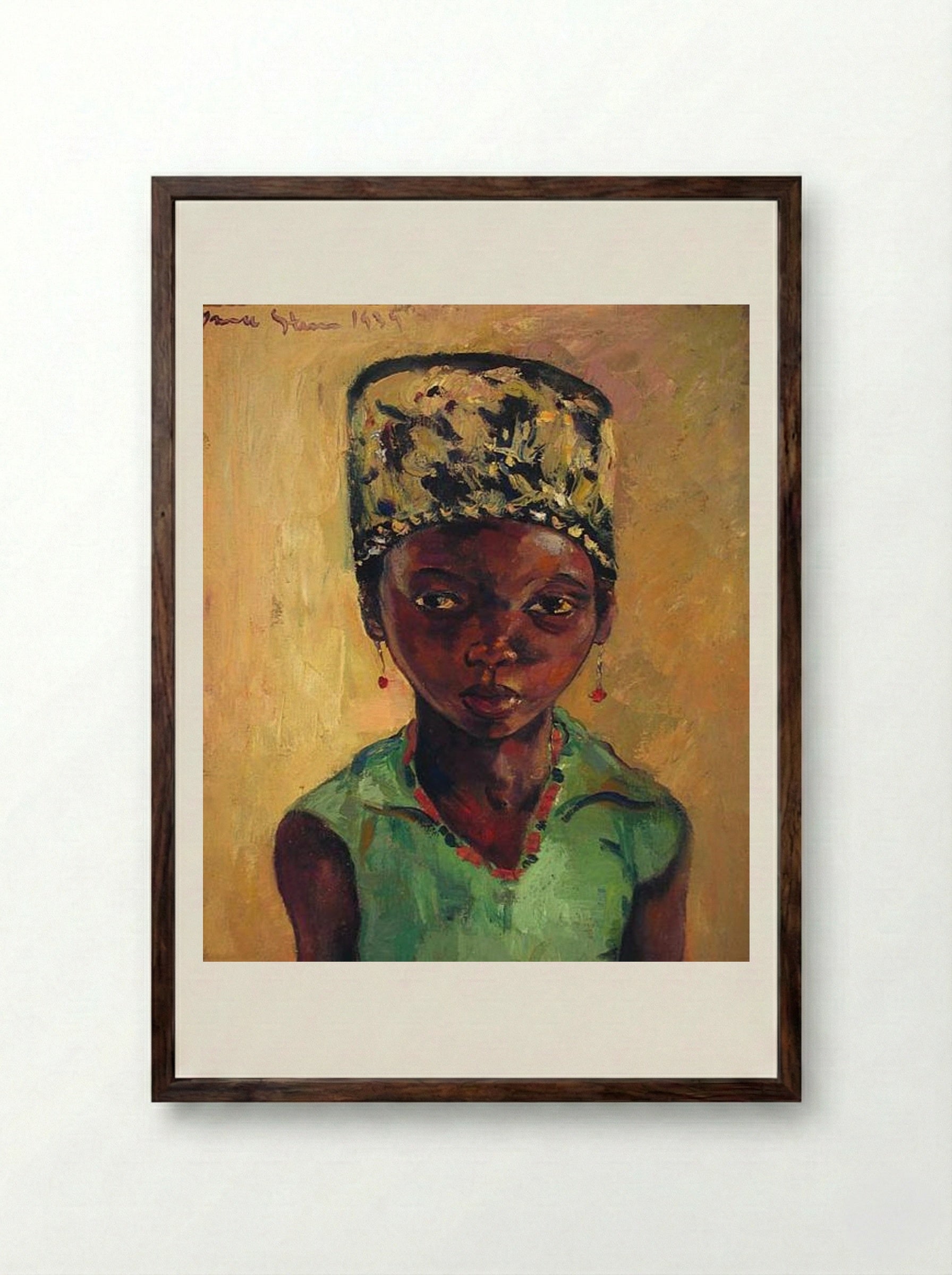 Portrait of a Young Girl - Irma Stern - Framed Print Dark Wood