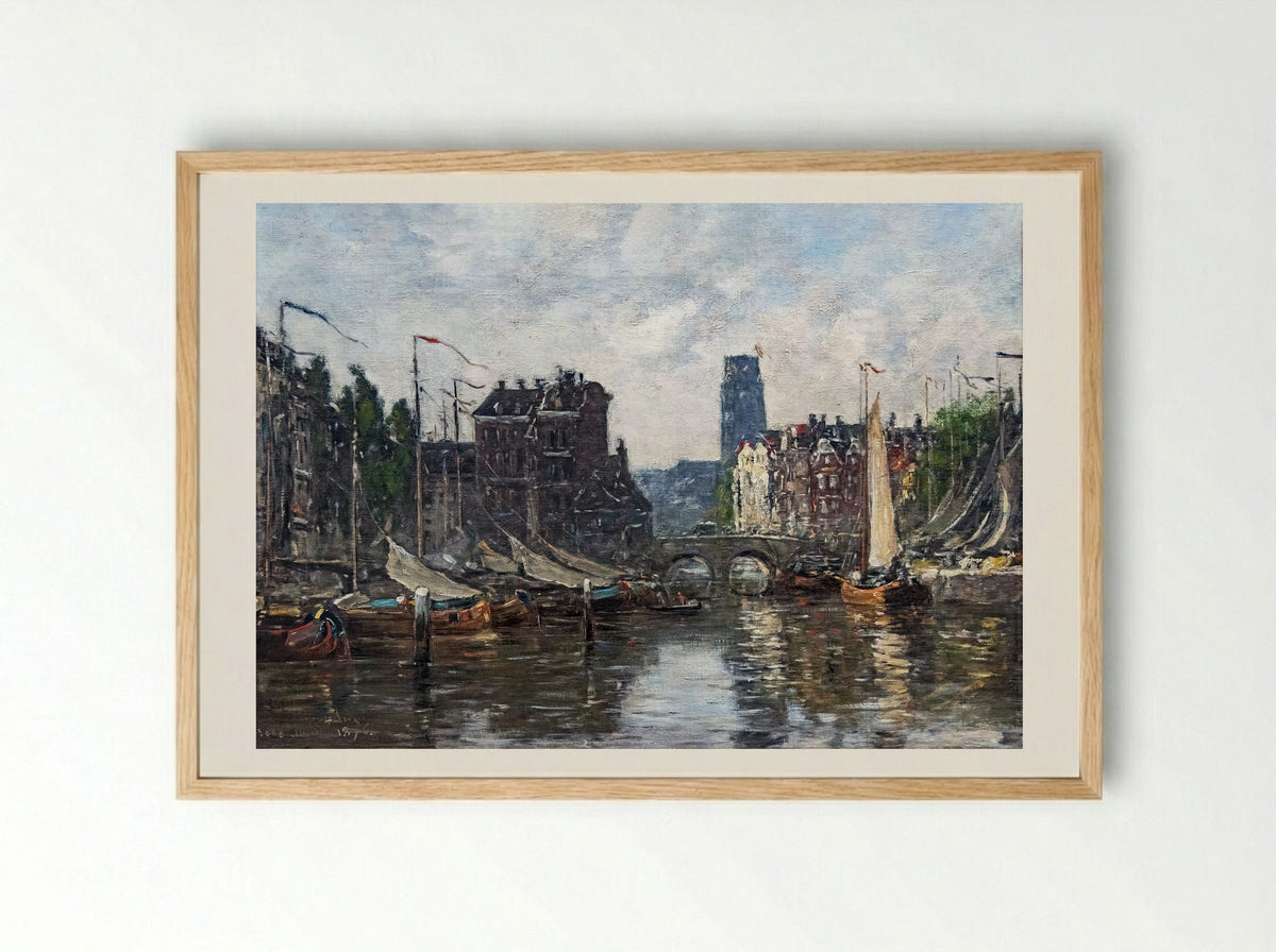 Rotterdam, Le Pont de Bourse - Eugène Boudin - Framed Print Wood