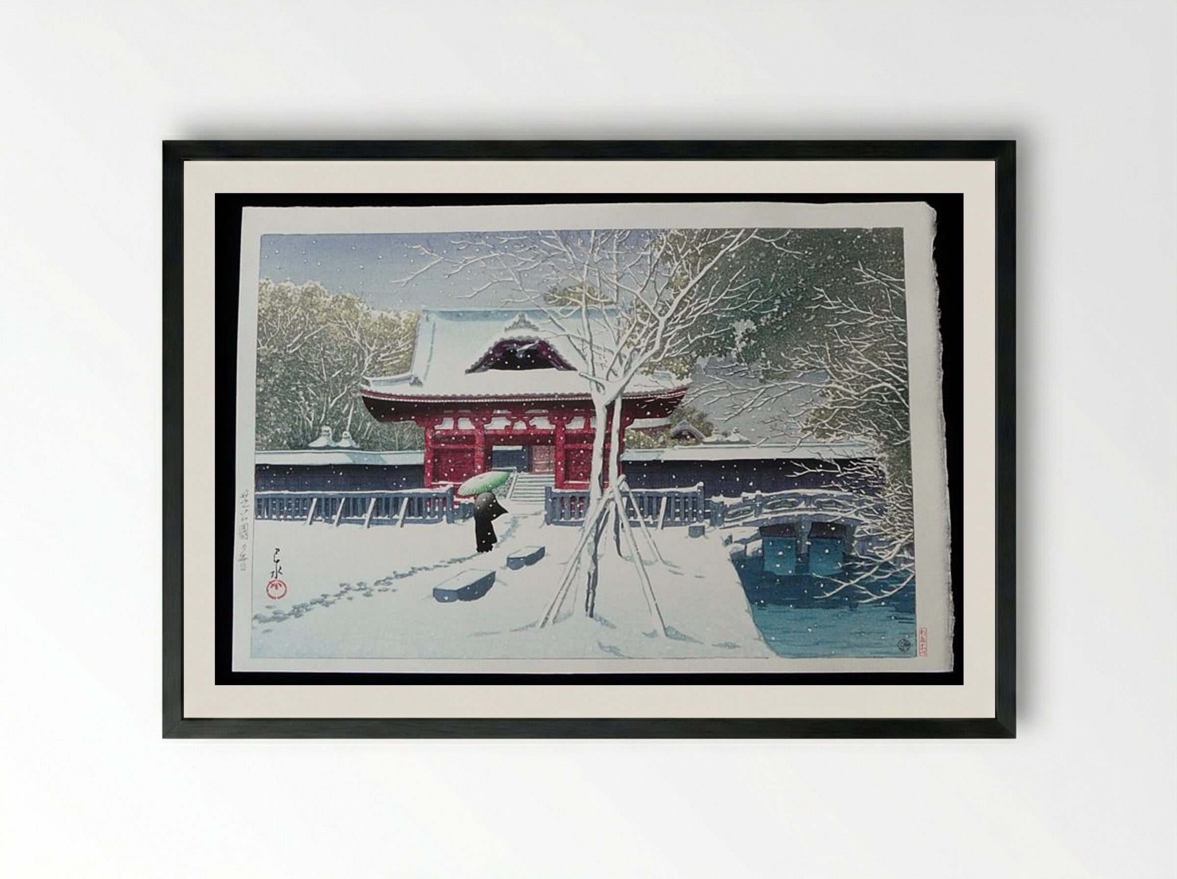 Snow at Shiba Park - Hasui Kawase - Framed Print Black