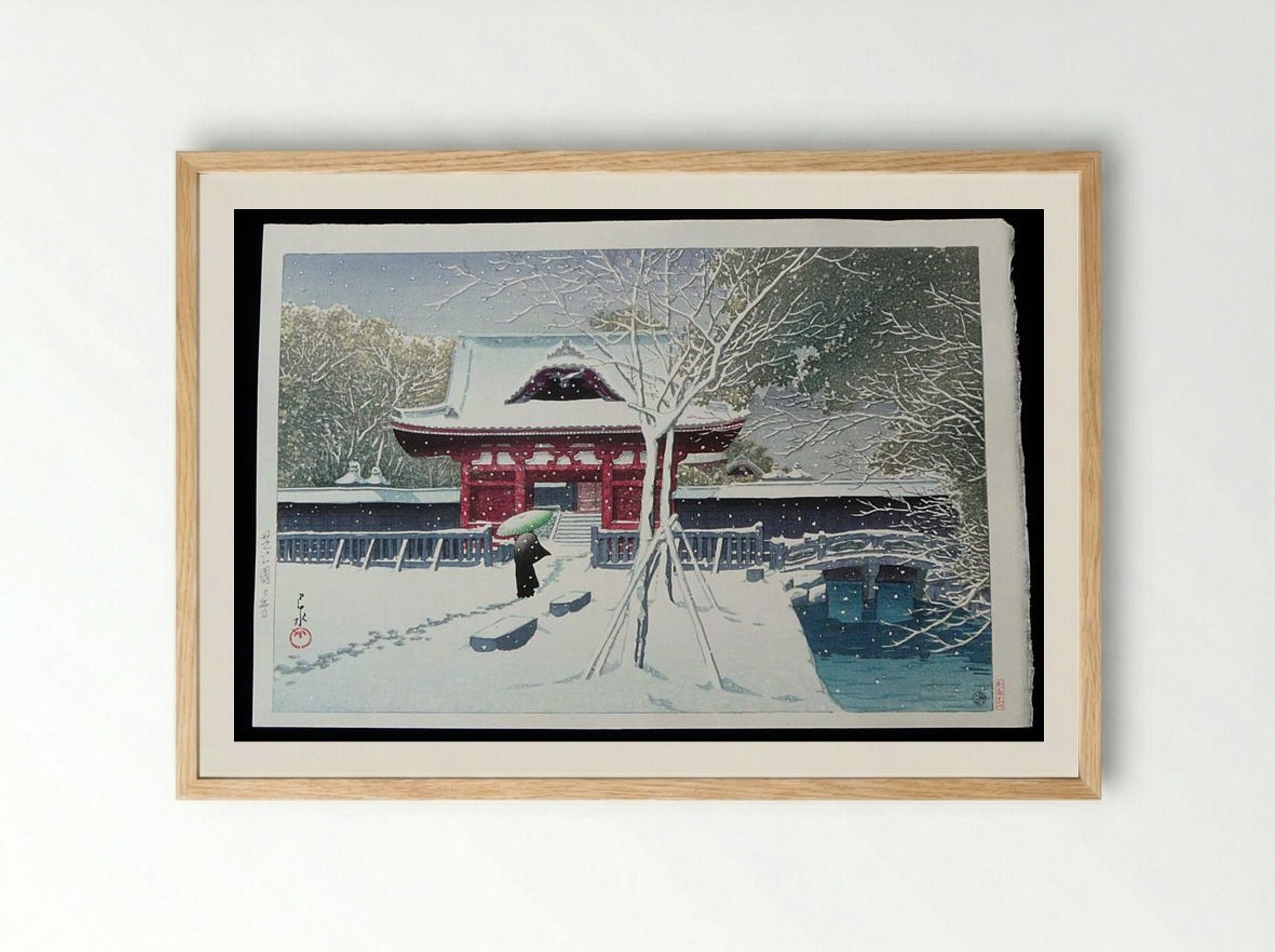 Snow at Shiba Park - Hasui Kawase - Framed Print Wood