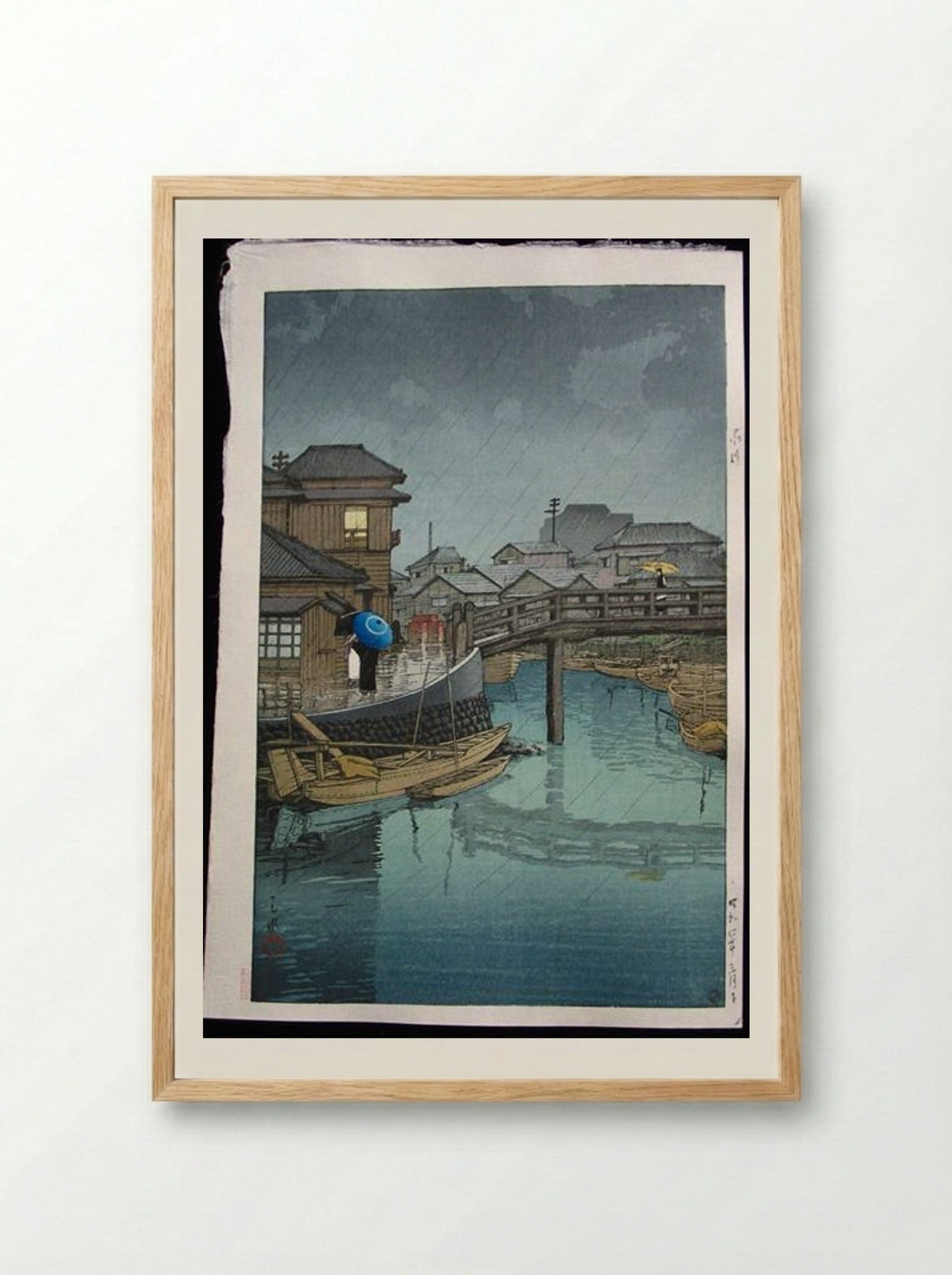 Rainy Season at Ryoshimachi - Hasui Kawase - Framed Print Wood