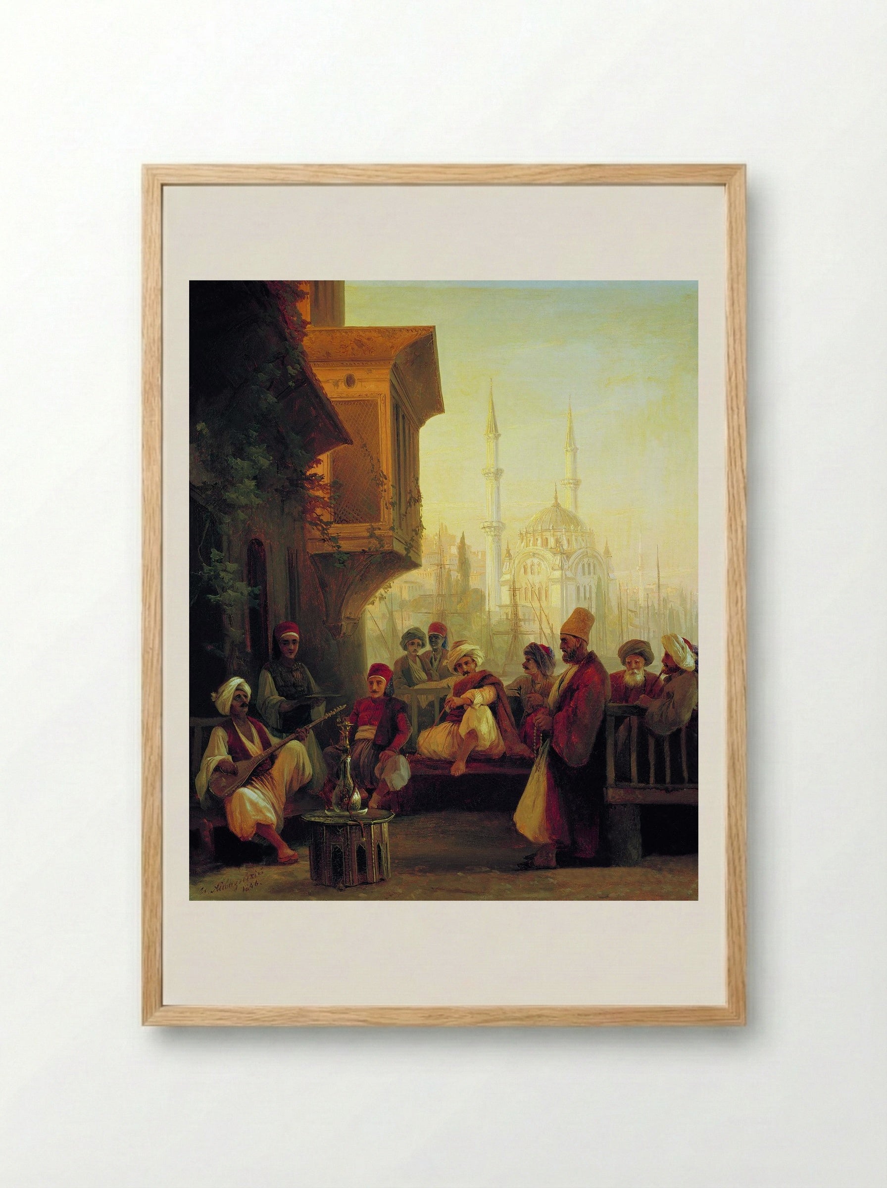 Coffee house by the Ortaköy Mosque in Constantinople - Ivan Aivazovsky - Framed Print Wood