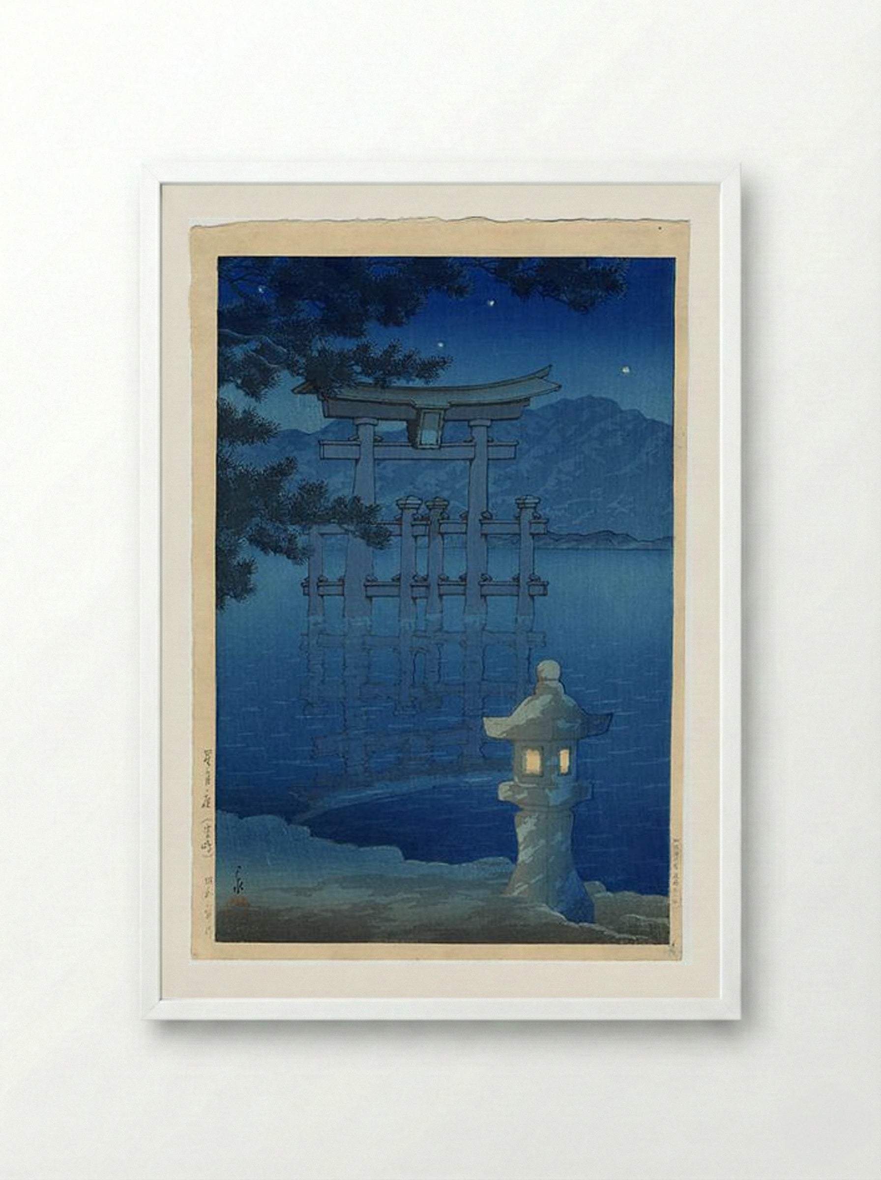 Starlit Night, Miyajima - Hasui Kawase - Framed Print White