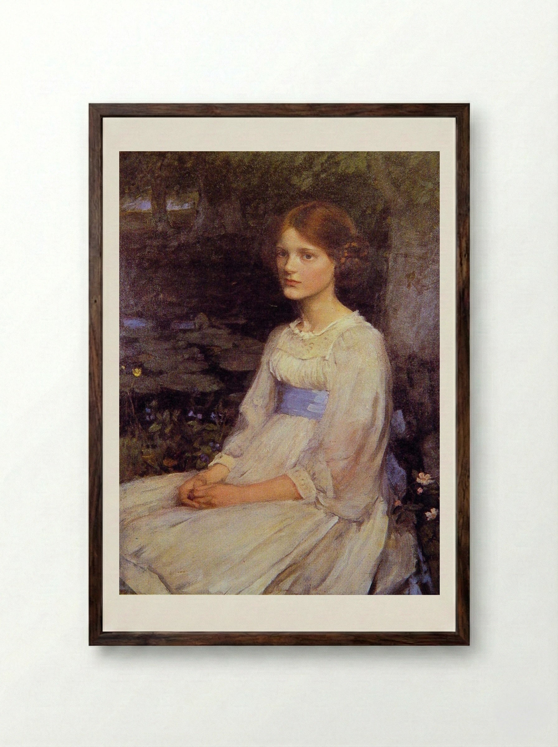 Miss Betty Pollock - John William Waterhouse - Framed Print Dark Wood
