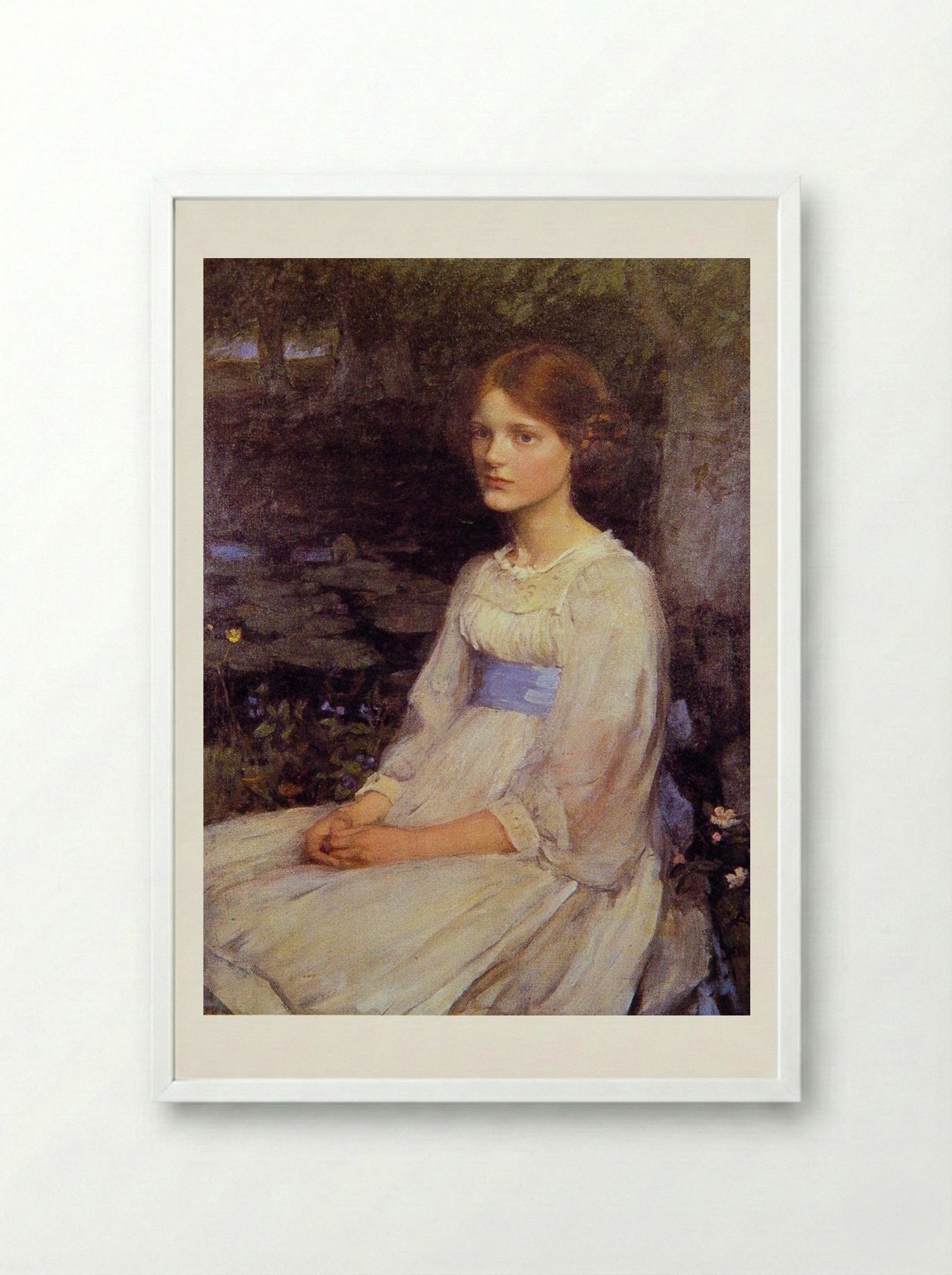 Miss Betty Pollock - John William Waterhouse - Framed Print White