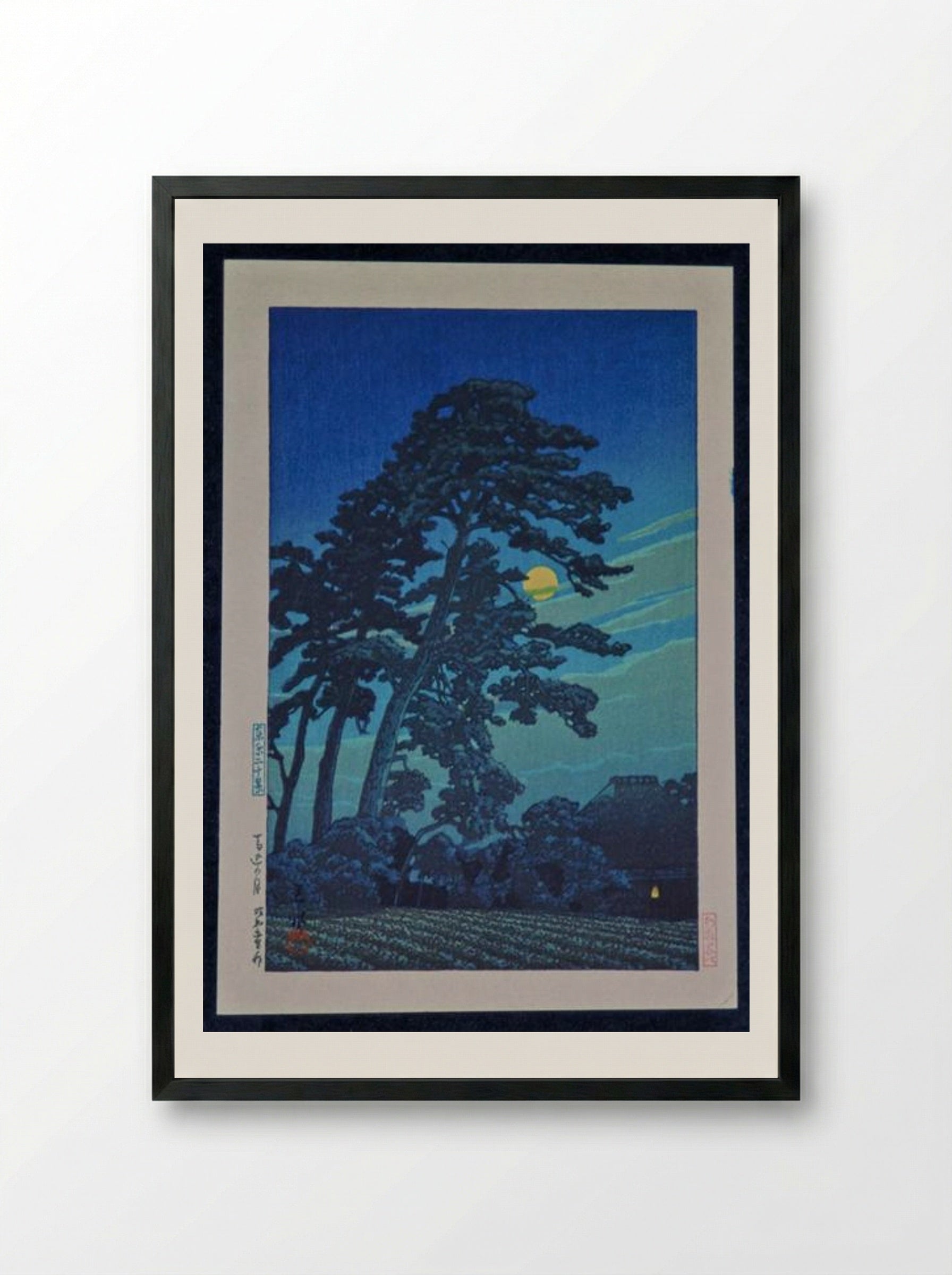 Full Moon at Magome - Hasui Kawase - Framed Print Black