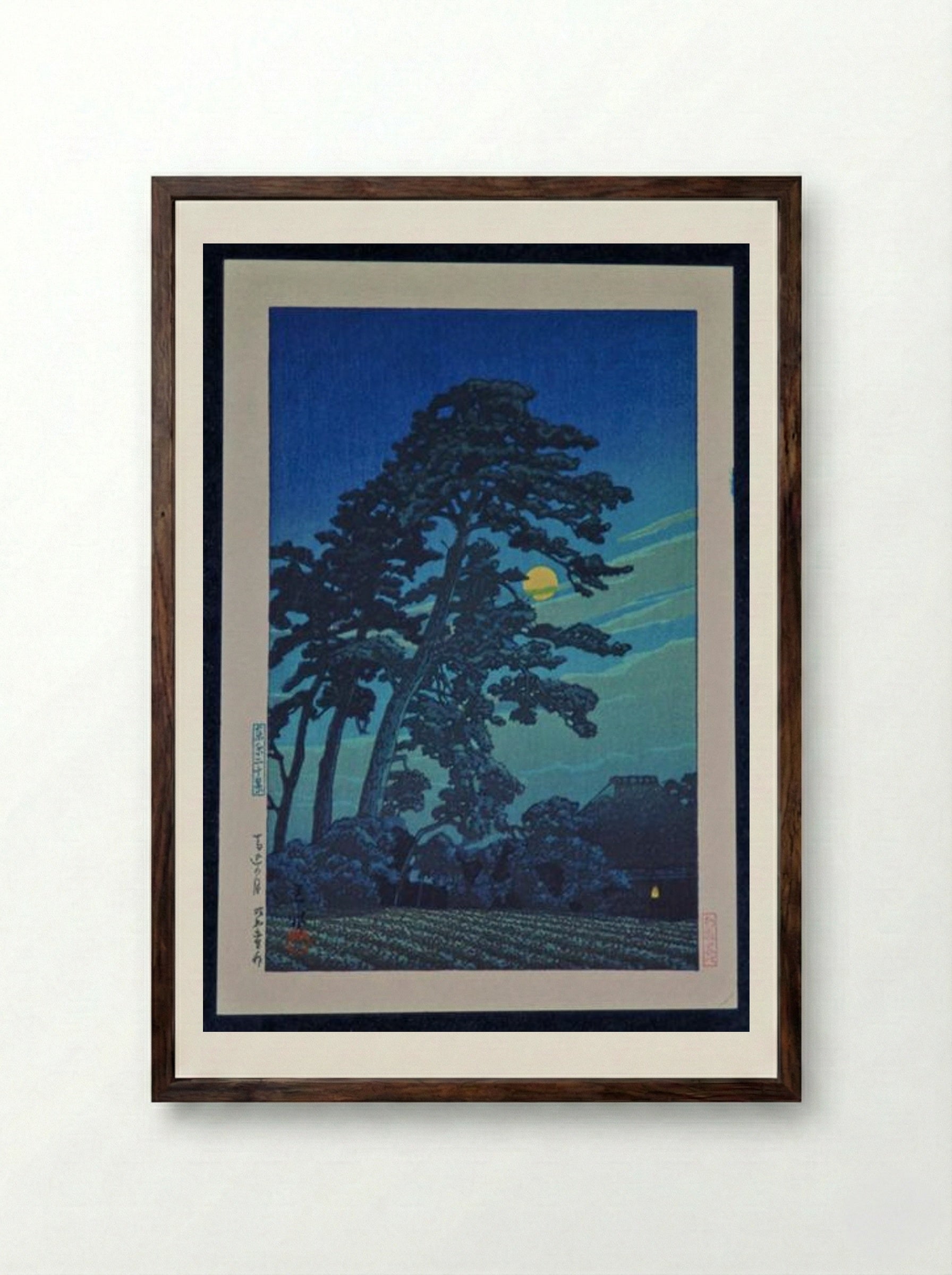 Full Moon at Magome - Hasui Kawase - Framed Print Dark Wood