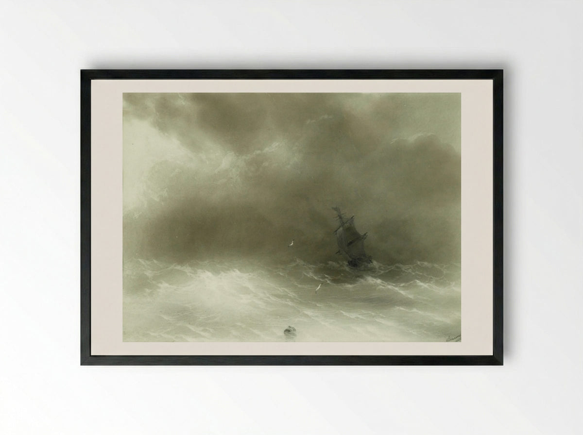 Strong Wind - Ivan Aivazovsky - Framed Print Black