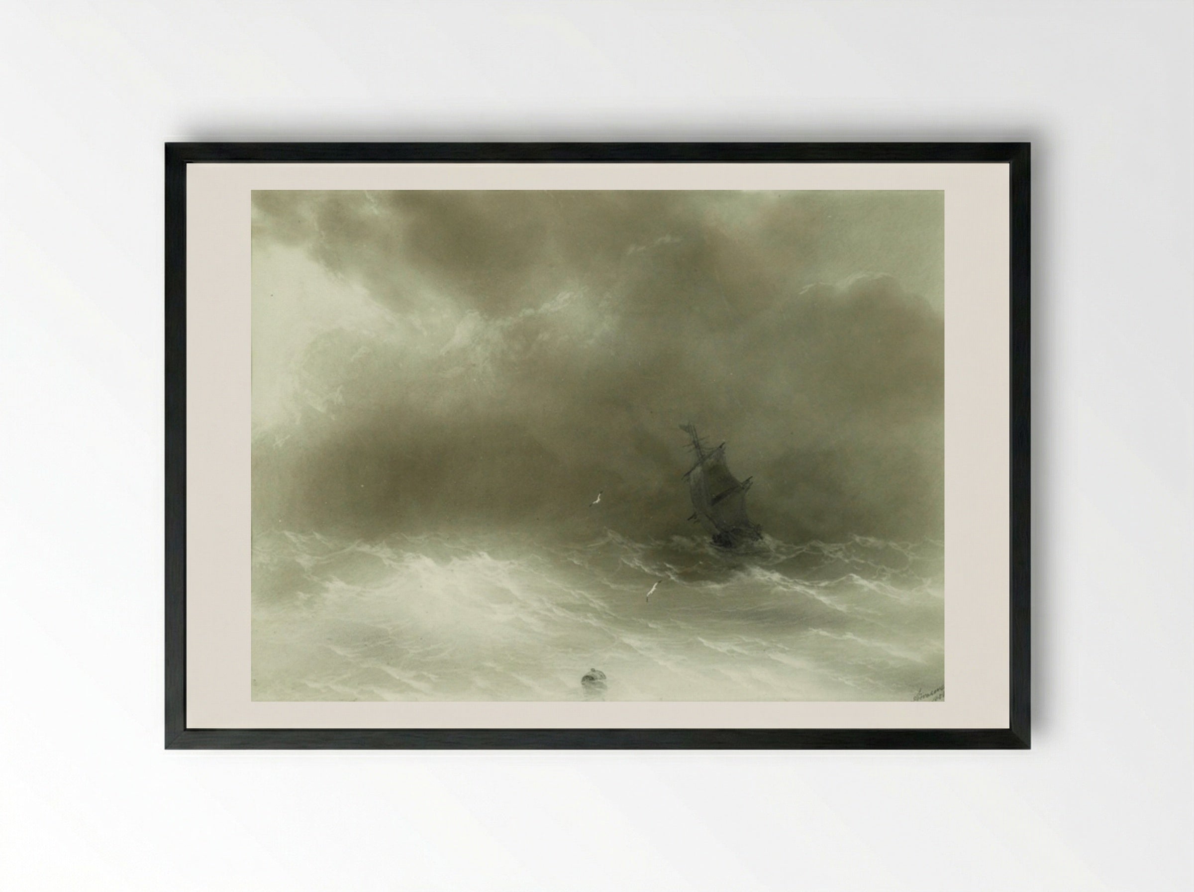 Strong Wind - Ivan Aivazovsky - Framed Print Black