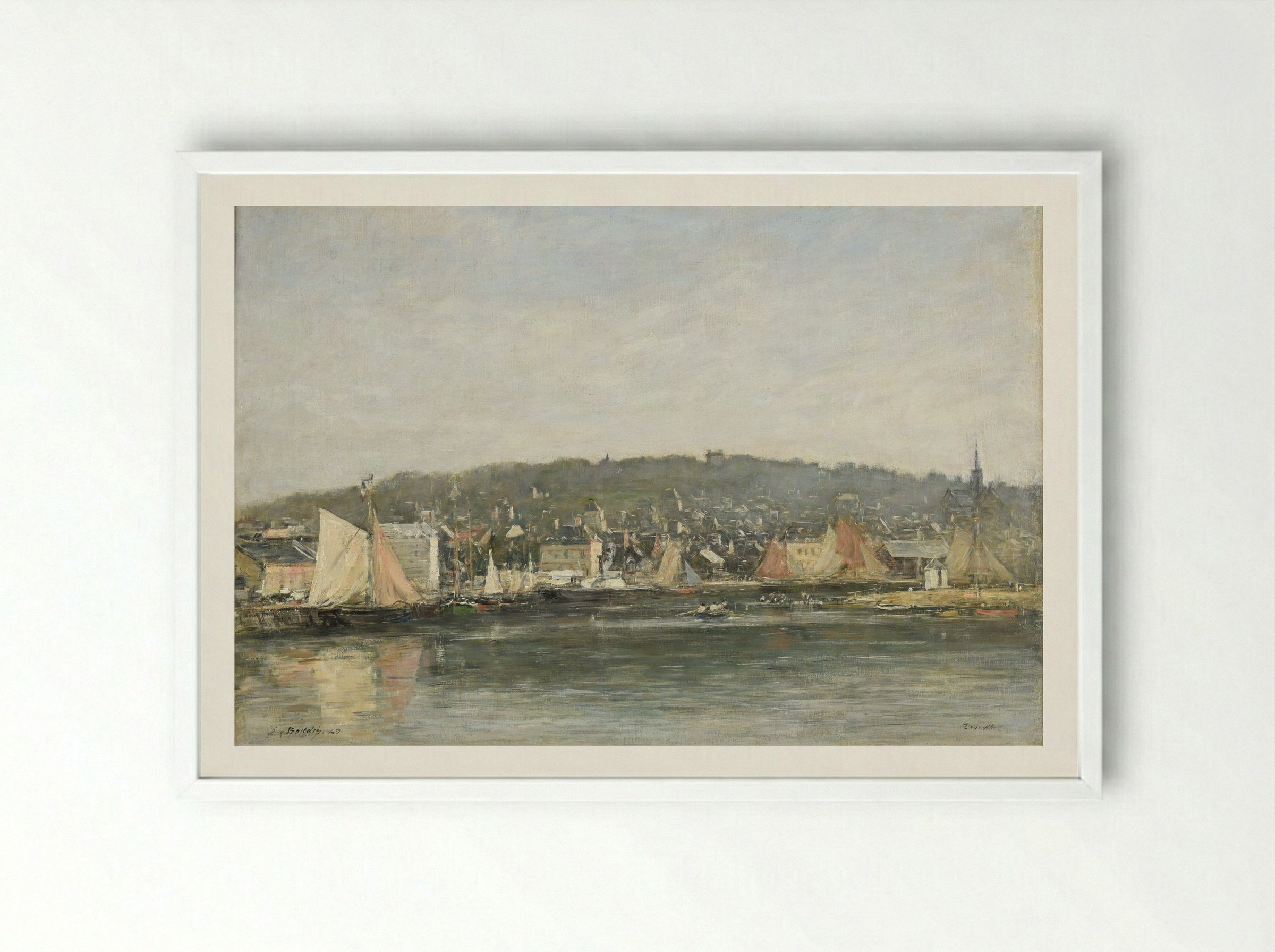 Trouville, the Port - Eugène Boudin - Framed Print White