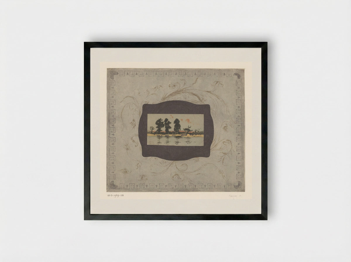 Gezicht op de Theems bij avond - Théodore Roussel - Framed Print Black