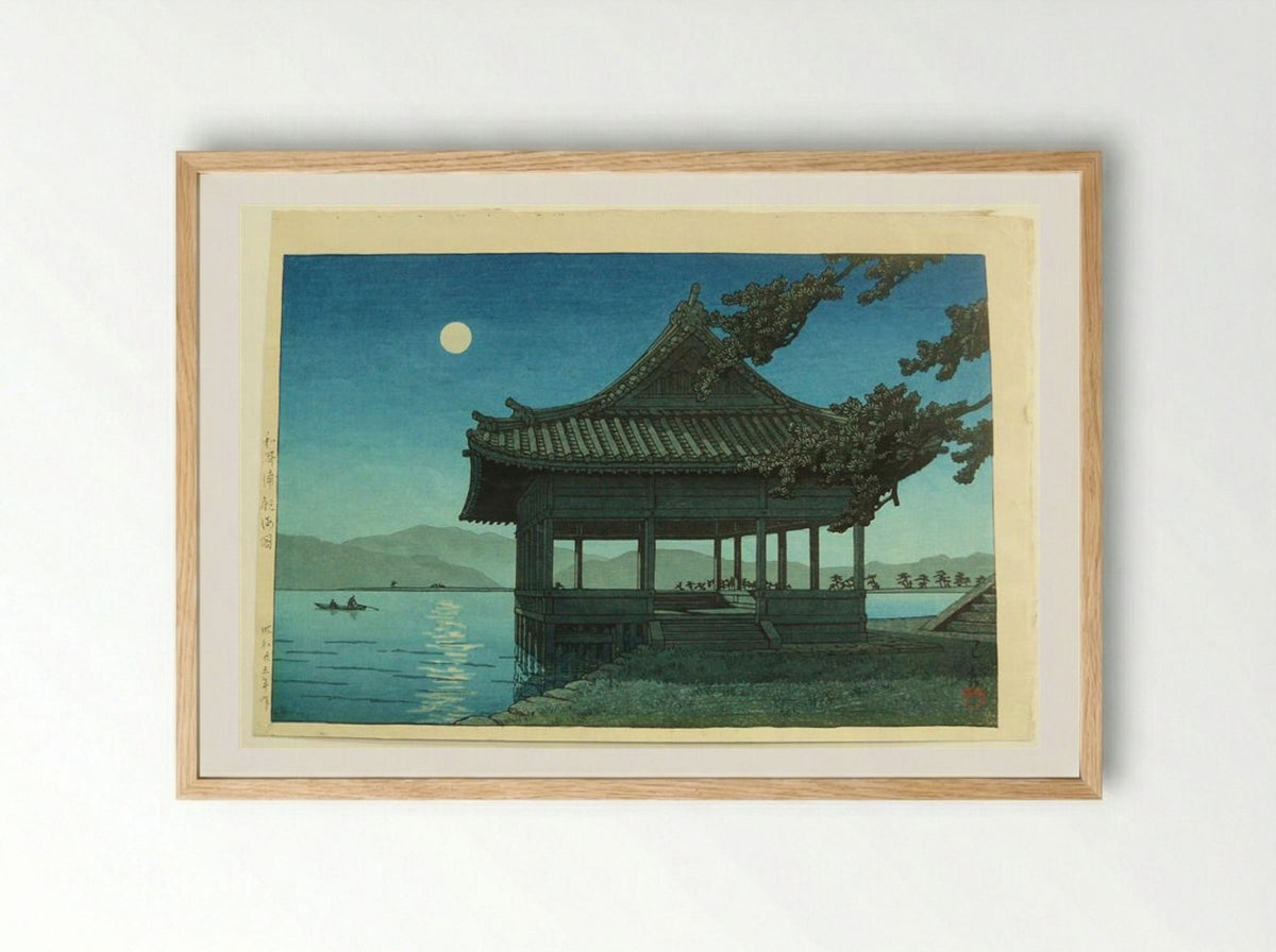 Kankai Pavillion at Wakaura Beach - Hasui Kawase - Framed Print Wood