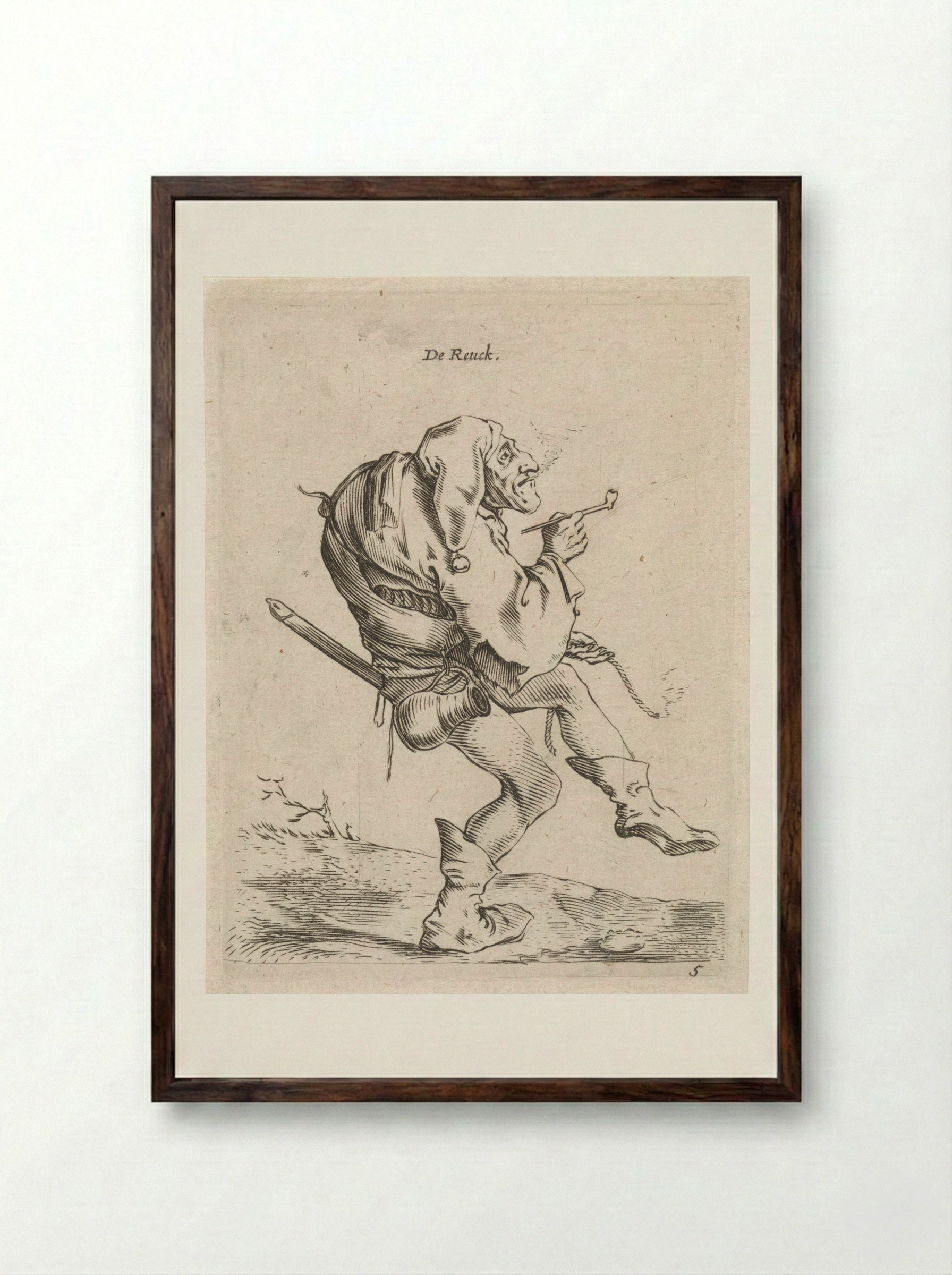 De Reuck (The Sense of Smell) - Cornelis Saftleven - Framed Print Dark Wood