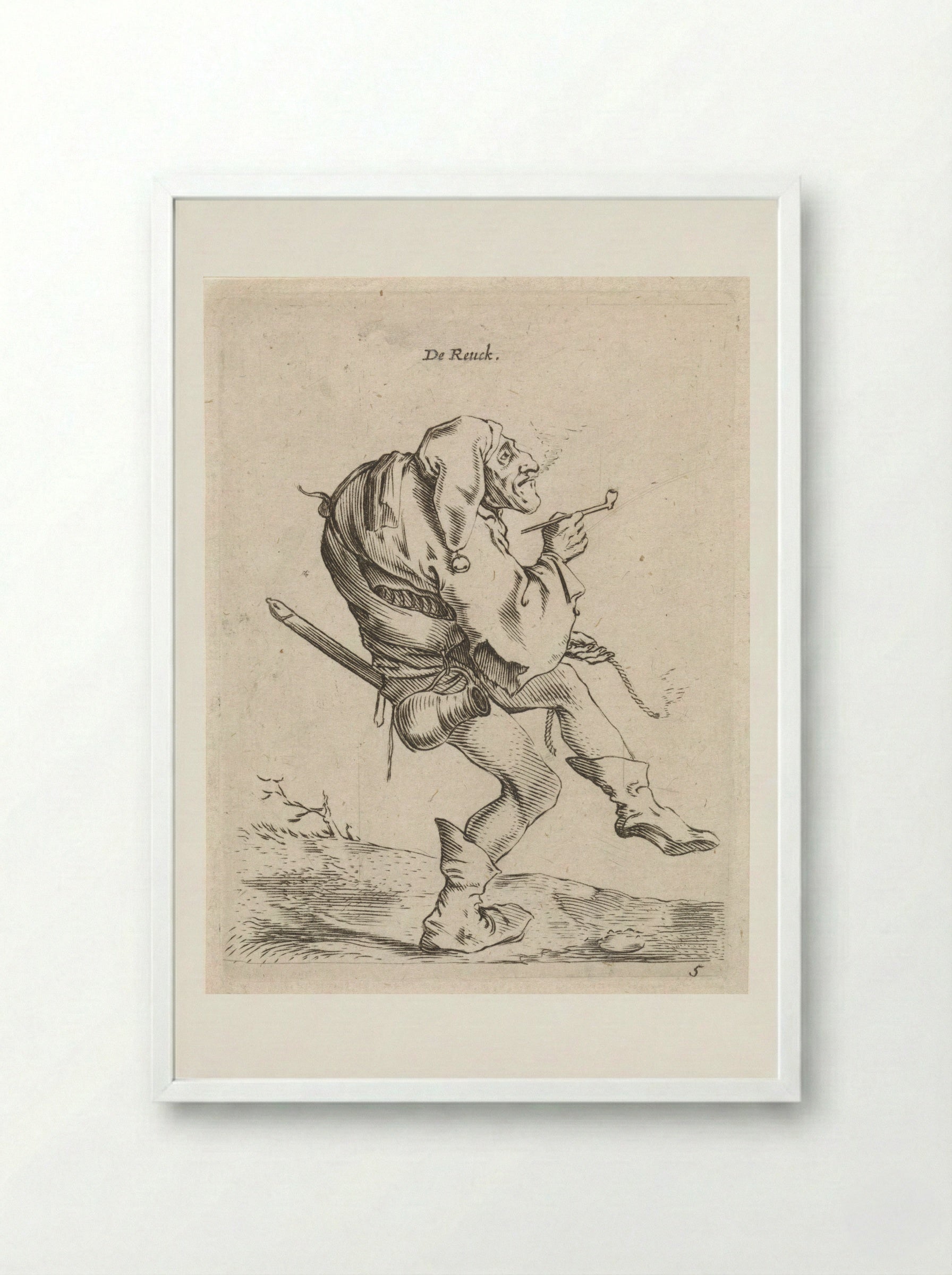 De Reuck (The Sense of Smell) - Cornelis Saftleven - Framed Print White