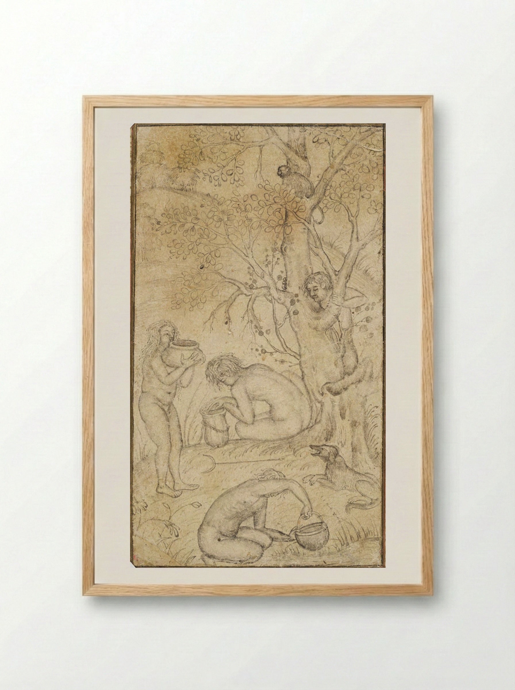 Ascetics Making Bhang - Basawan - Framed Print Wood