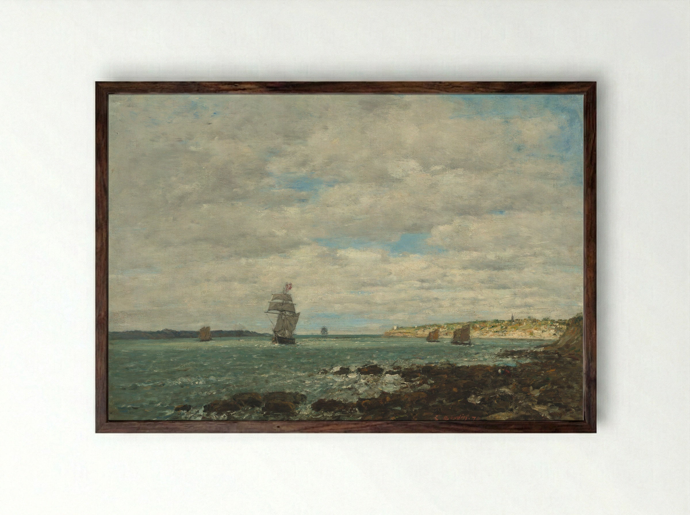 Coast of Brittany - Eugène Boudin - Framed Print Dark Wood