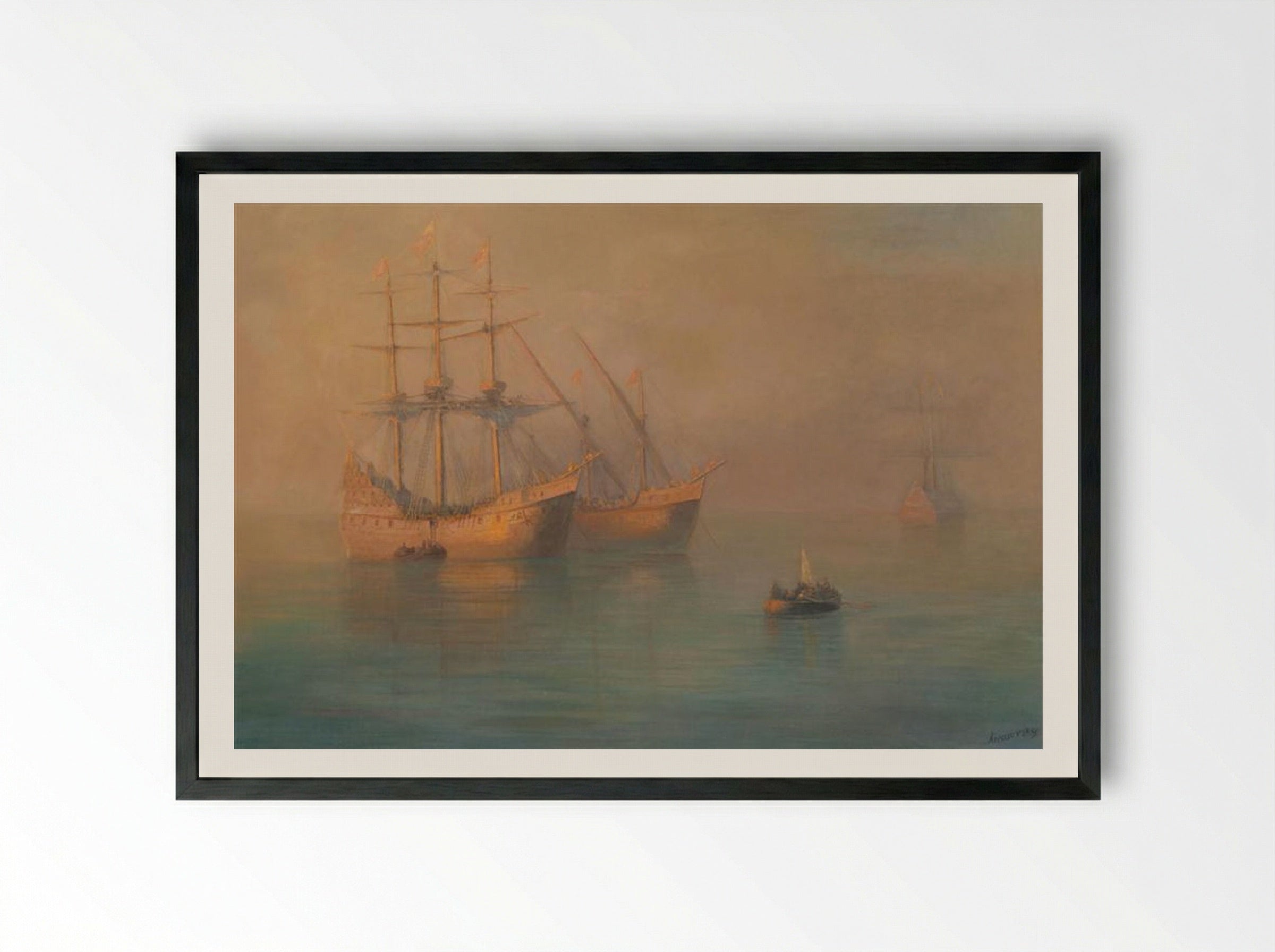 Ships of Columbus - Ivan Aivazovsky - Framed Print Black