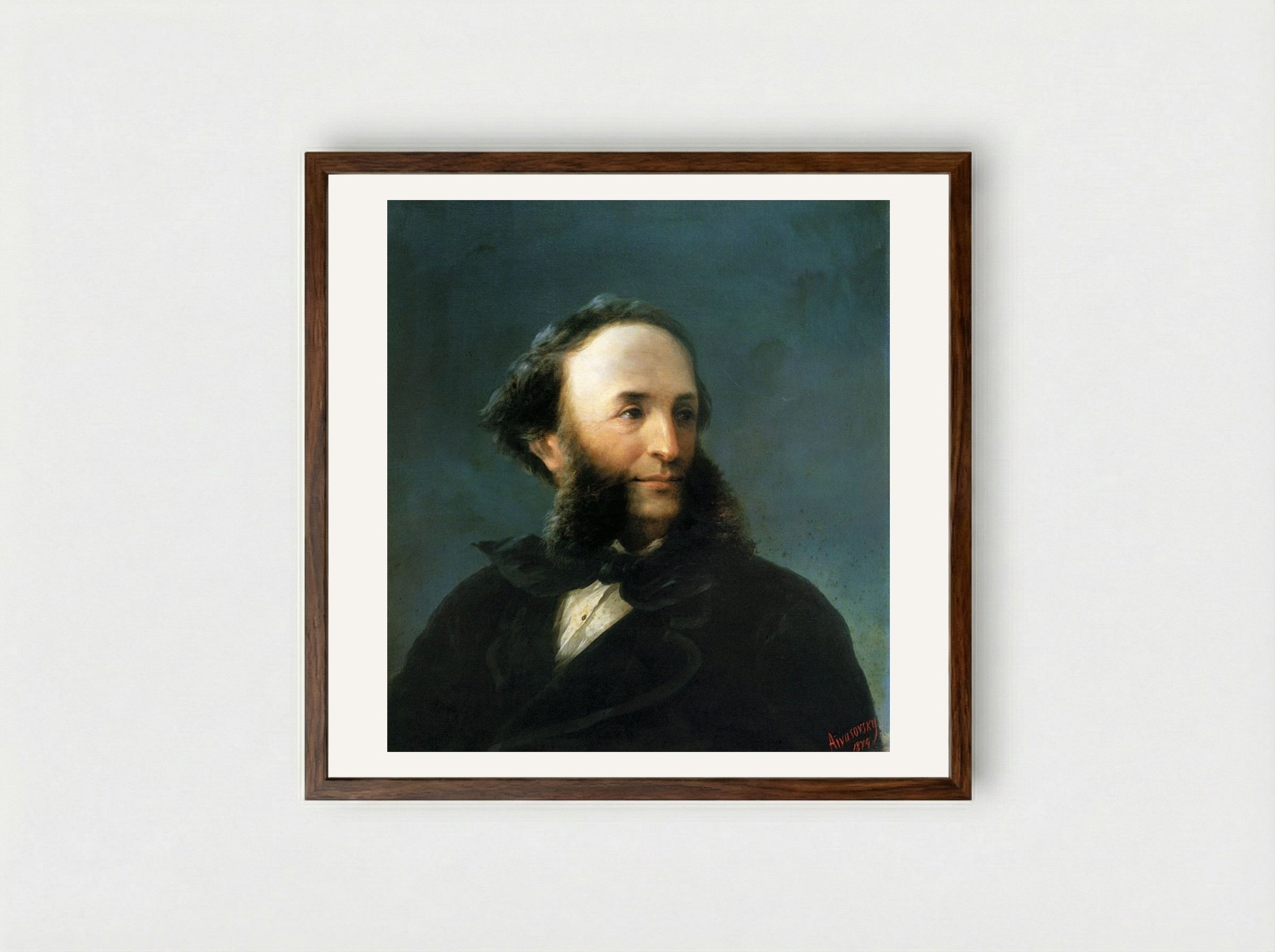 Self-portrait - Ivan Aivazovsky - Framed Print Dark Wood