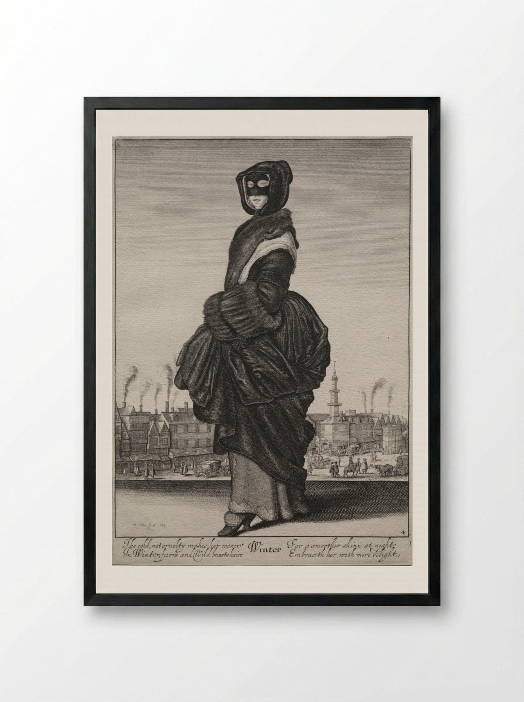Winter - Wenceslaus Hollar - Framed Print Black