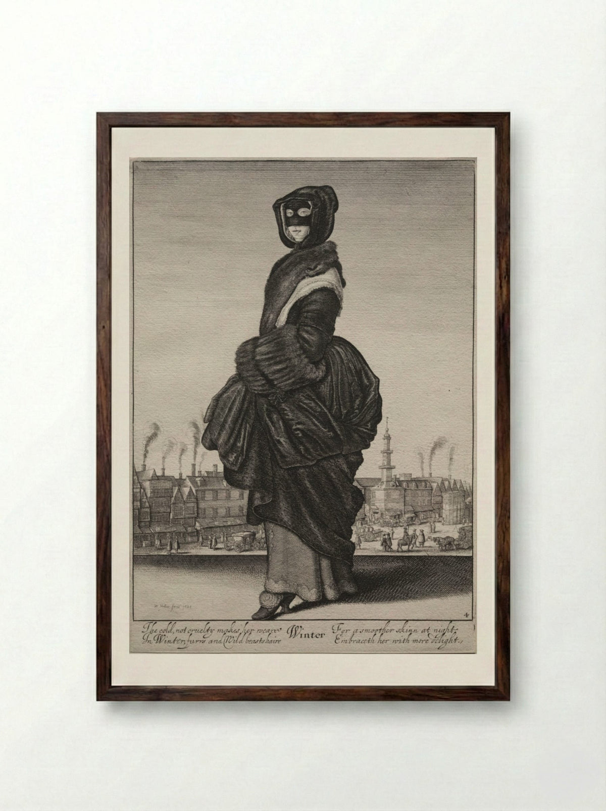 Winter - Wenceslaus Hollar - Framed Print Dark Wood