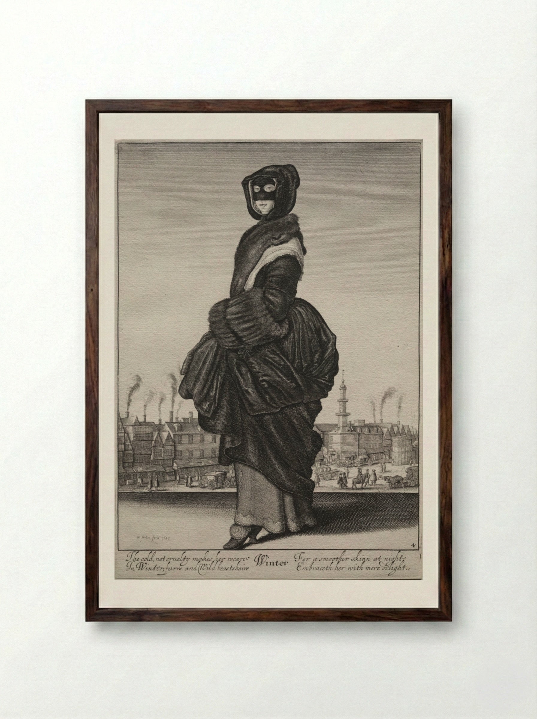 Winter - Wenceslaus Hollar - Framed Print Dark Wood