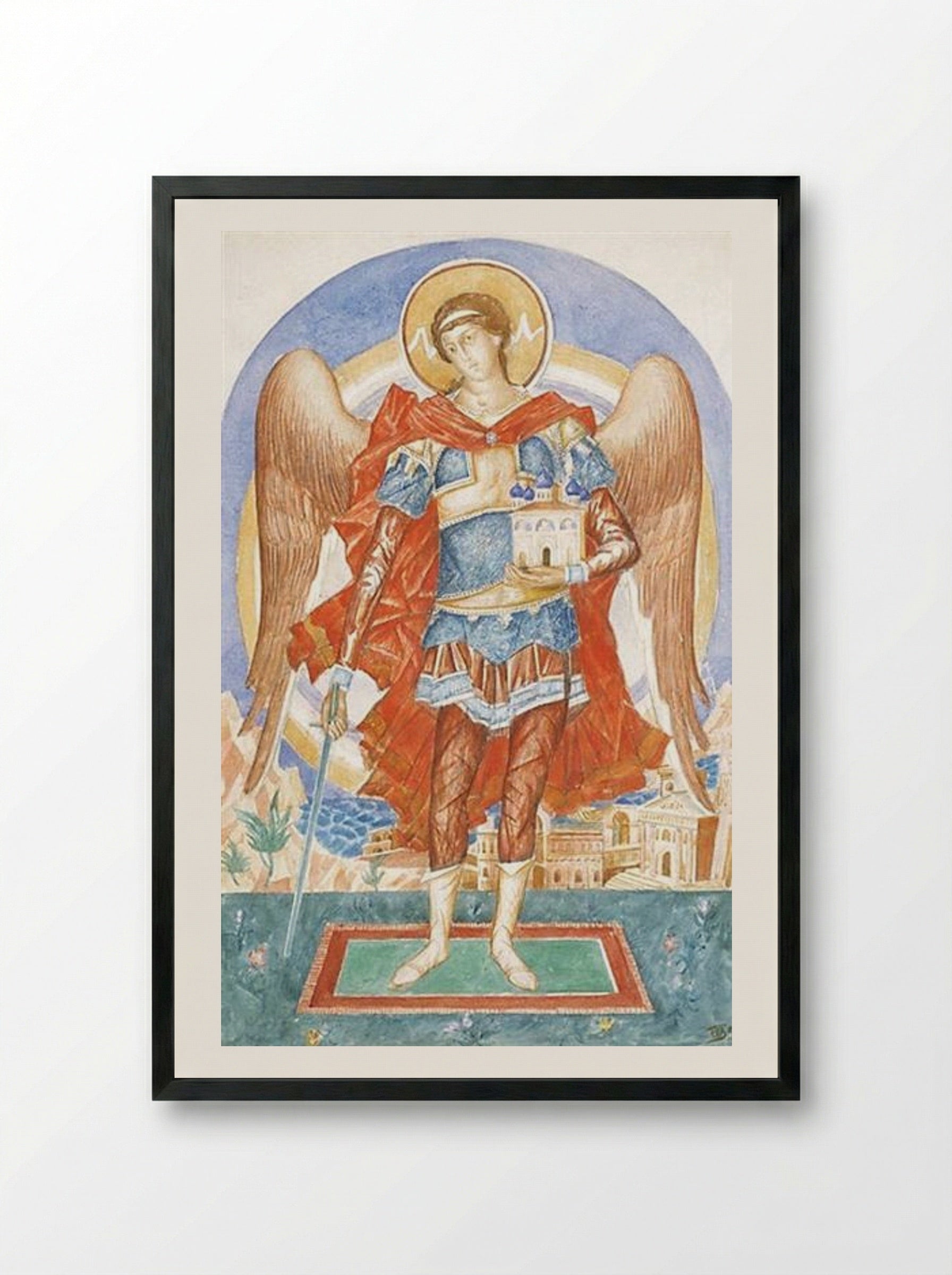 Archangel Michael - Kuzma Petrov-Vodkin - Framed Print Black