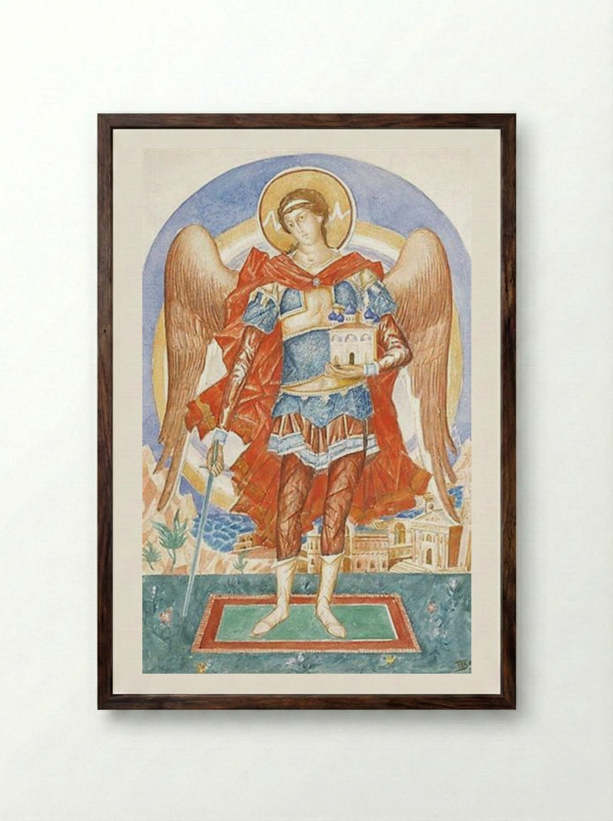 Archangel Michael - Kuzma Petrov-Vodkin - Framed Print Dark Wood