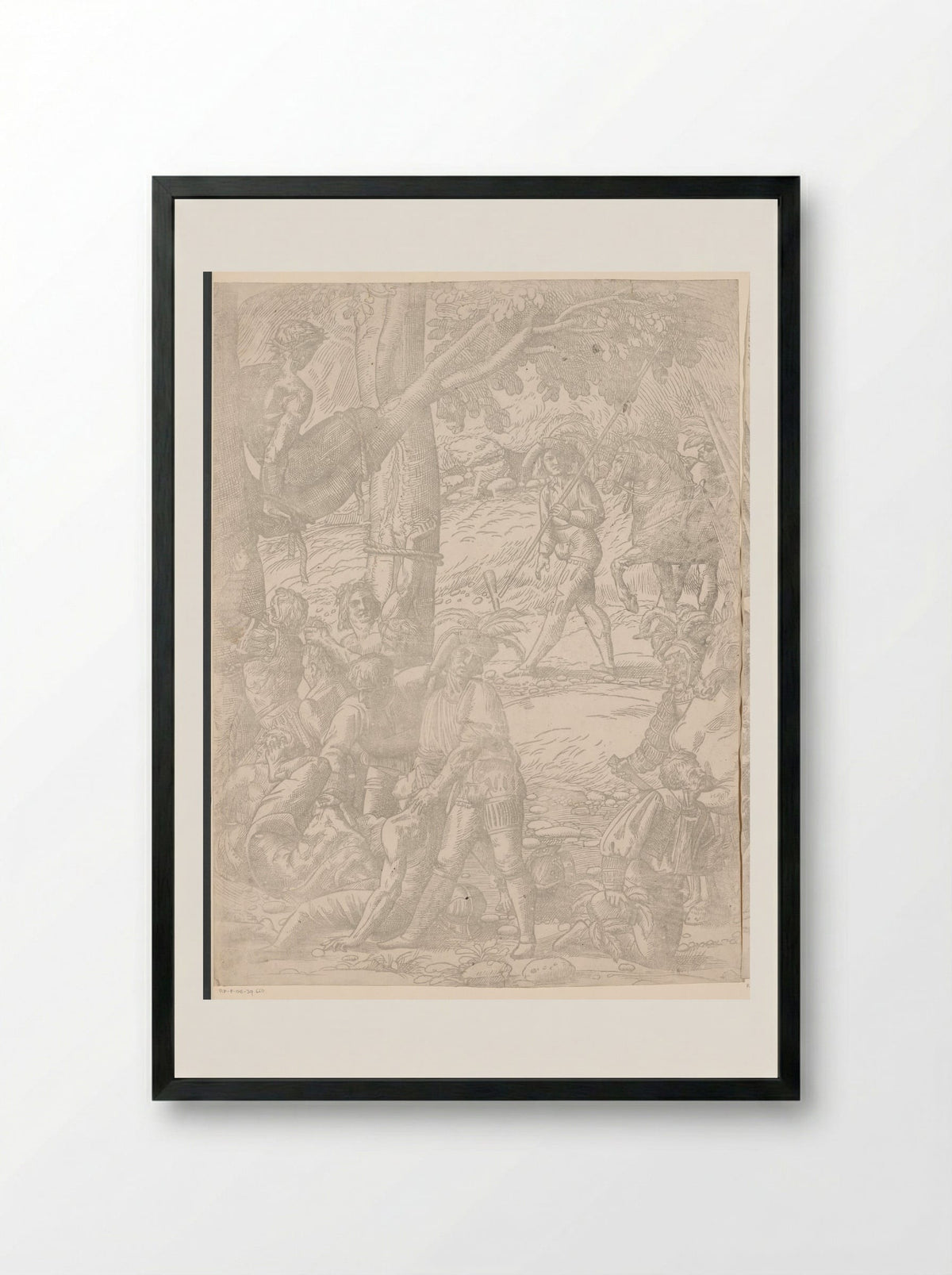 Martyrdom of the Ten Thousand (Seventh Part) - Domenico Campagnola - Framed Print Black