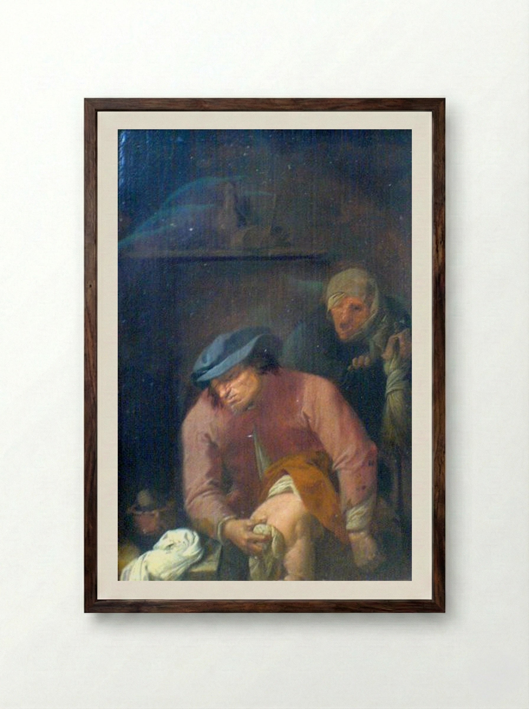 The Operation - Adriaen Brouwer - Framed Print Dark Wood