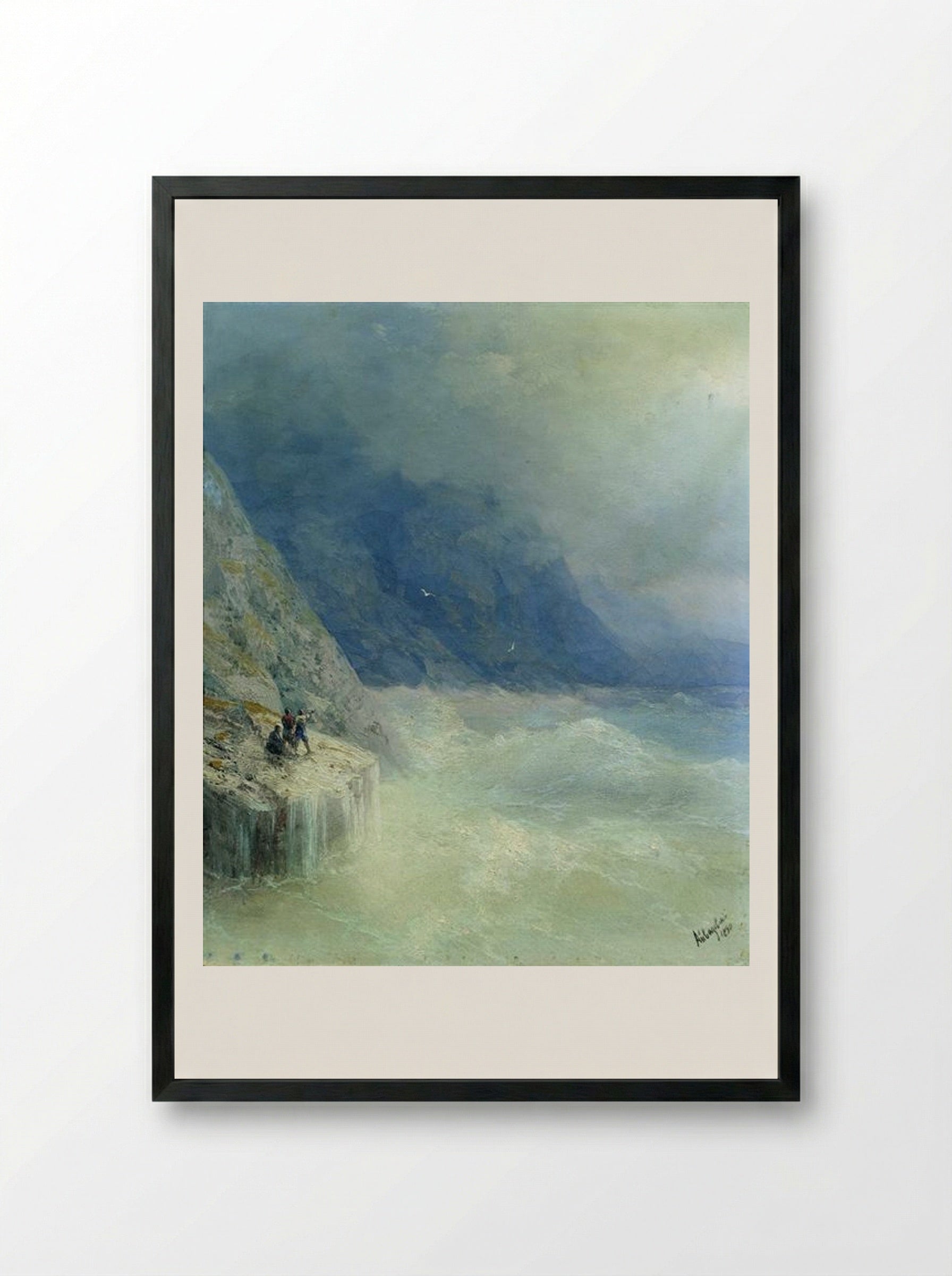 Rocks in the Mist - Ivan Aivazovsky - Framed Print Black