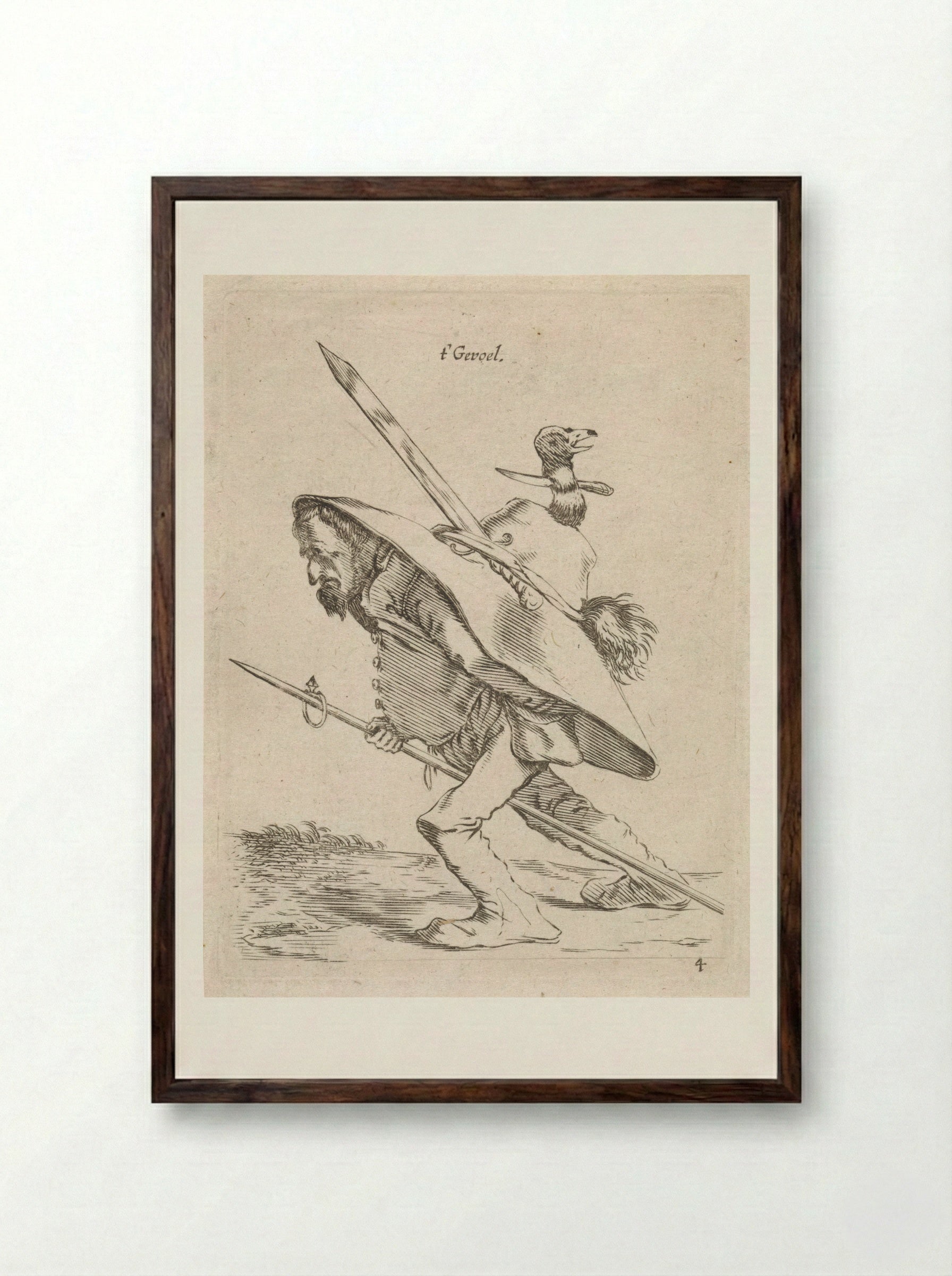 t' Gevoel (Sense of Touch) - Cornelis Saftleven - Framed Print Dark Wood