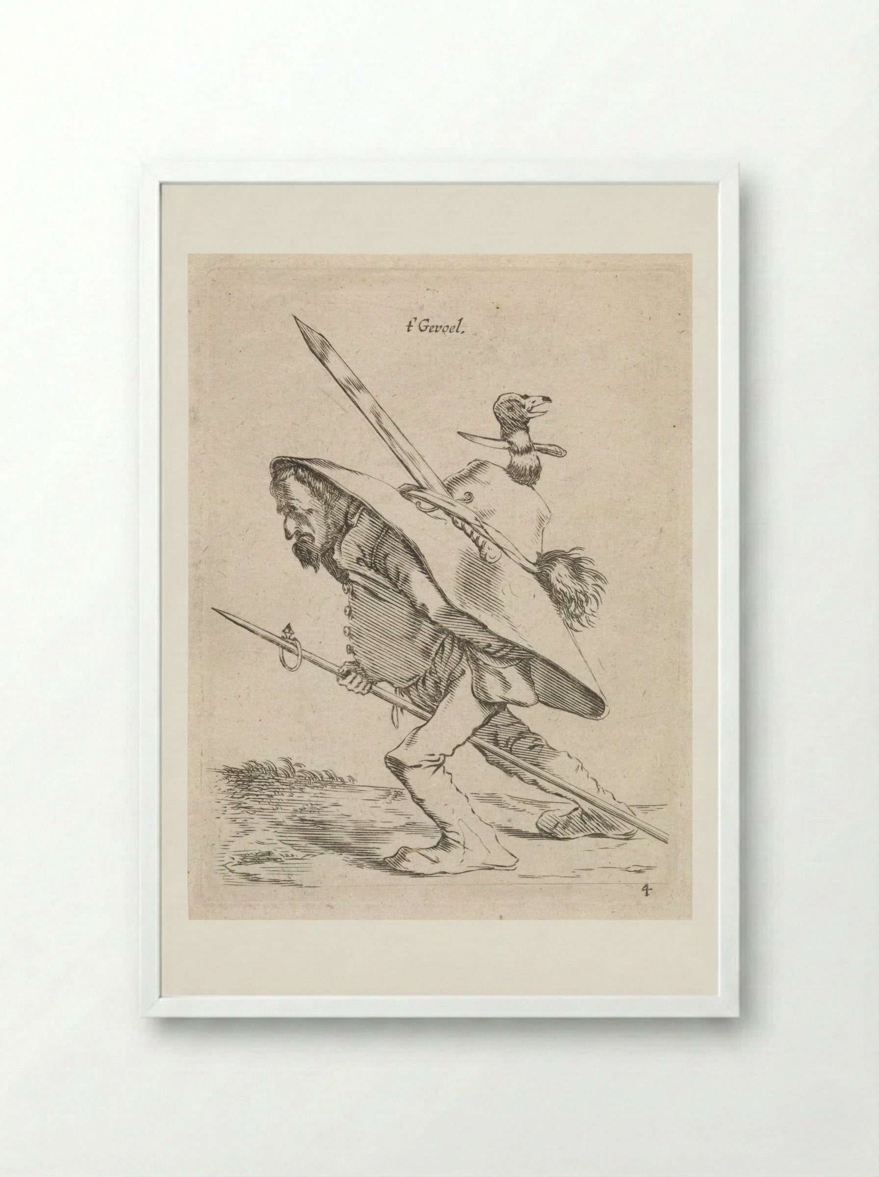t' Gevoel (Sense of Touch) - Cornelis Saftleven - Framed Print White
