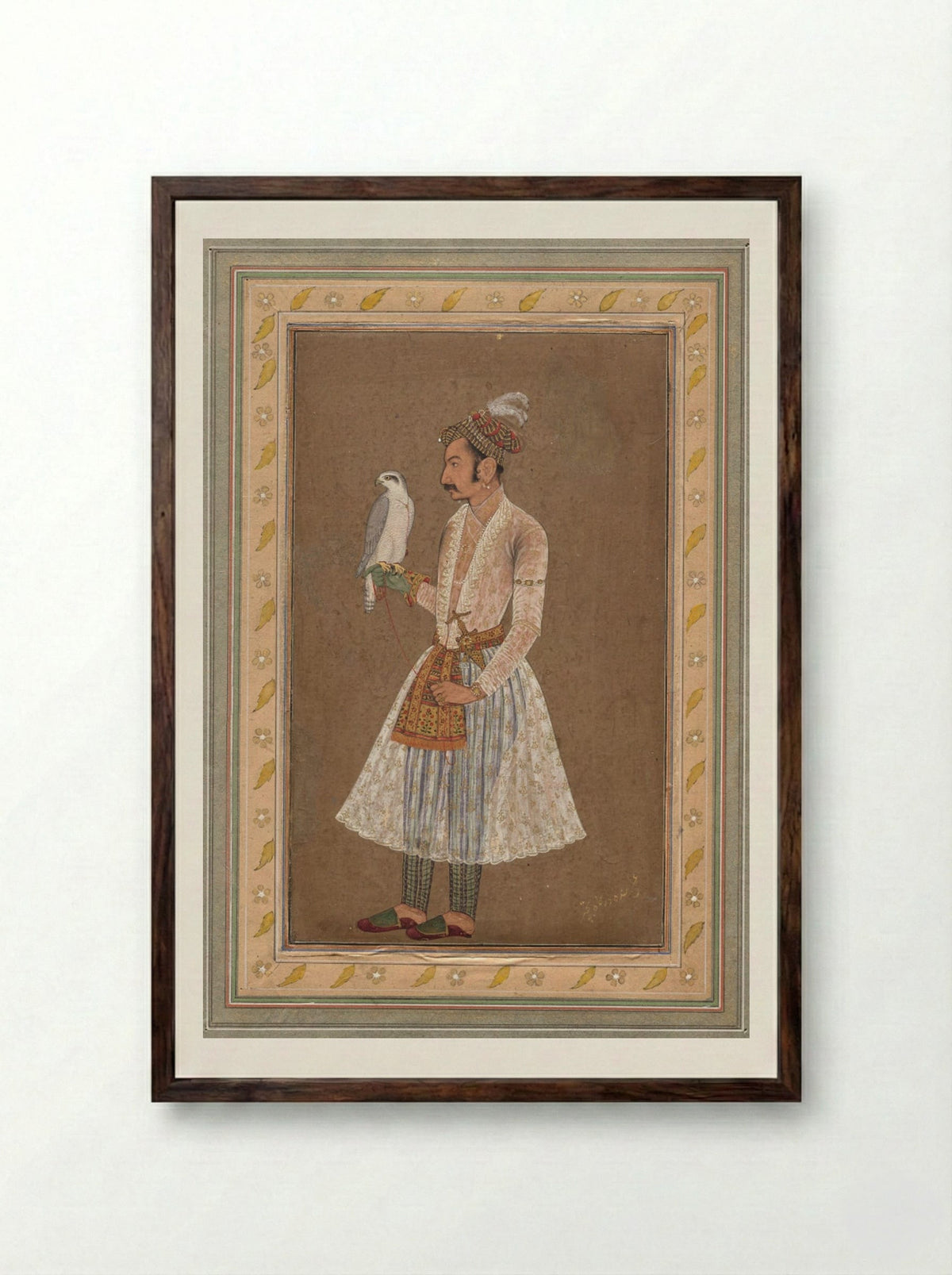 Portrait of Raja Jagat Singh of Nurpur - Bichitr - Framed Print Dark Wood
