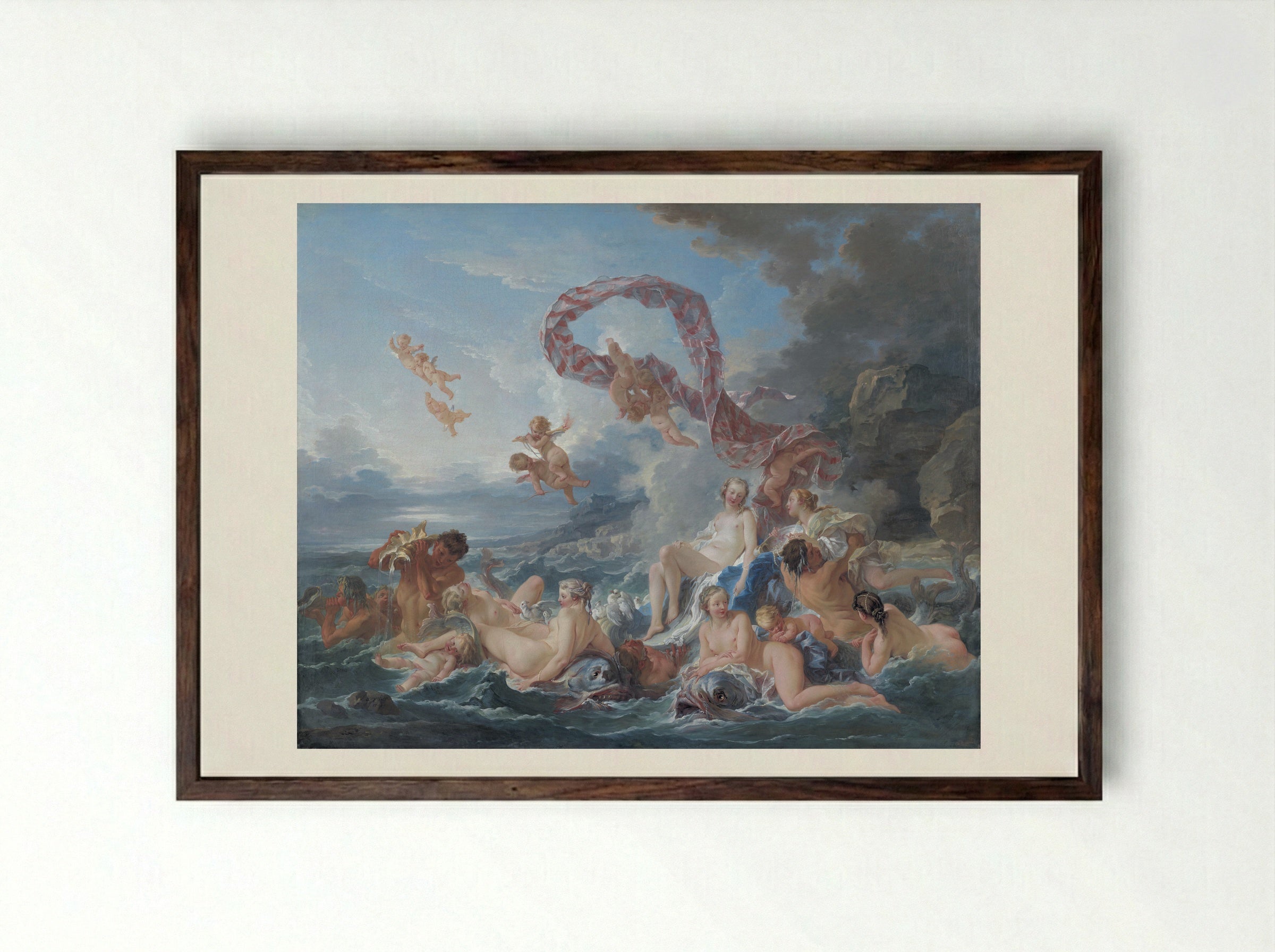 The Birth and Triumph of Venus - François Boucher - Framed Print Dark Wood