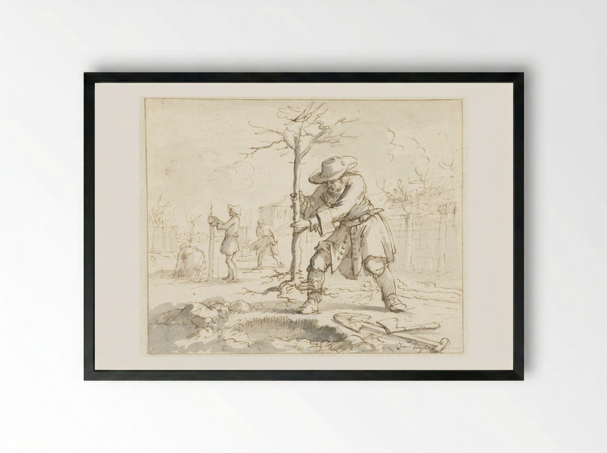 Het planten van bomen - Jan Luyken - Framed Print Black
