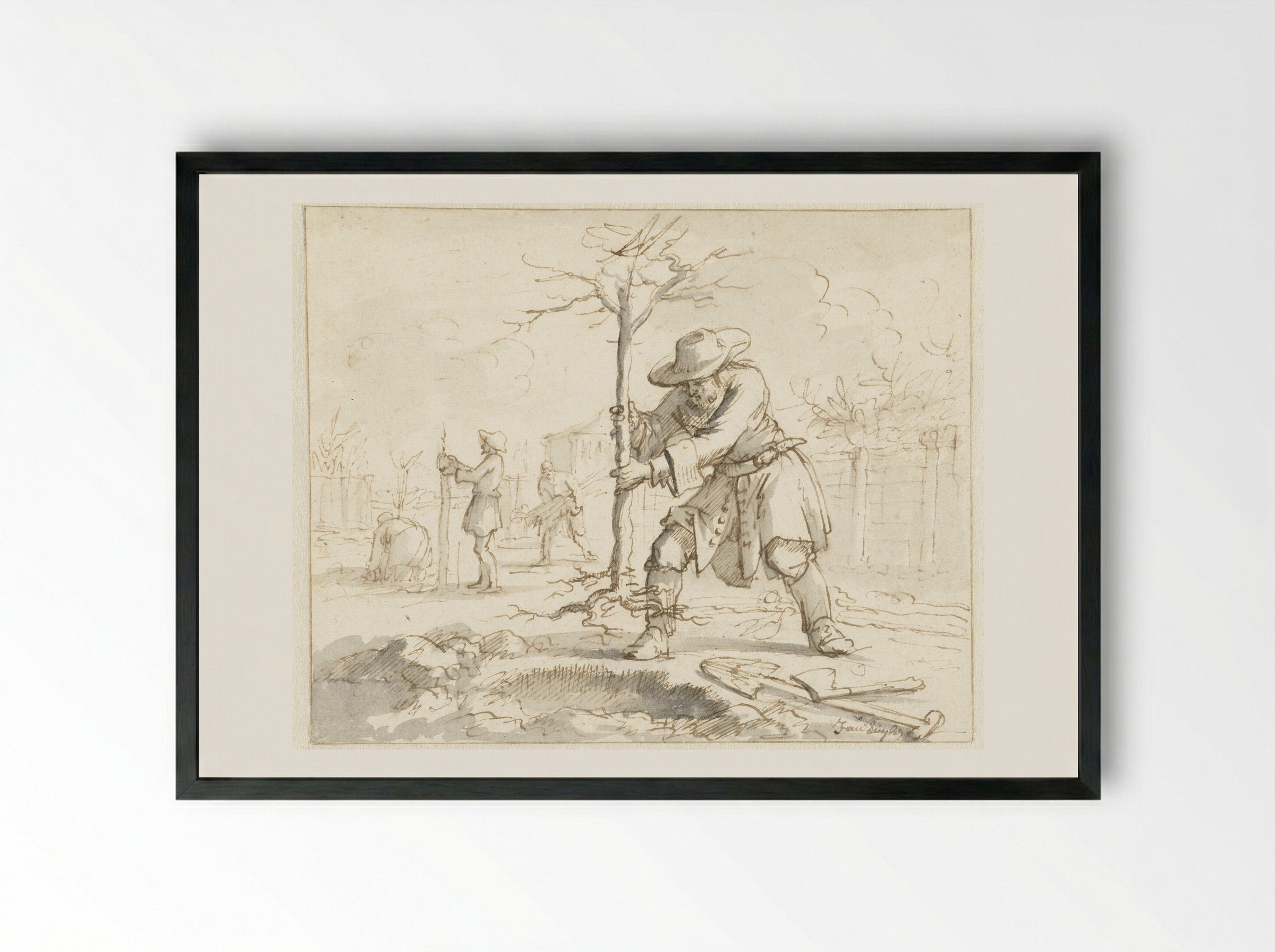 Het planten van bomen - Jan Luyken - Framed Print Black